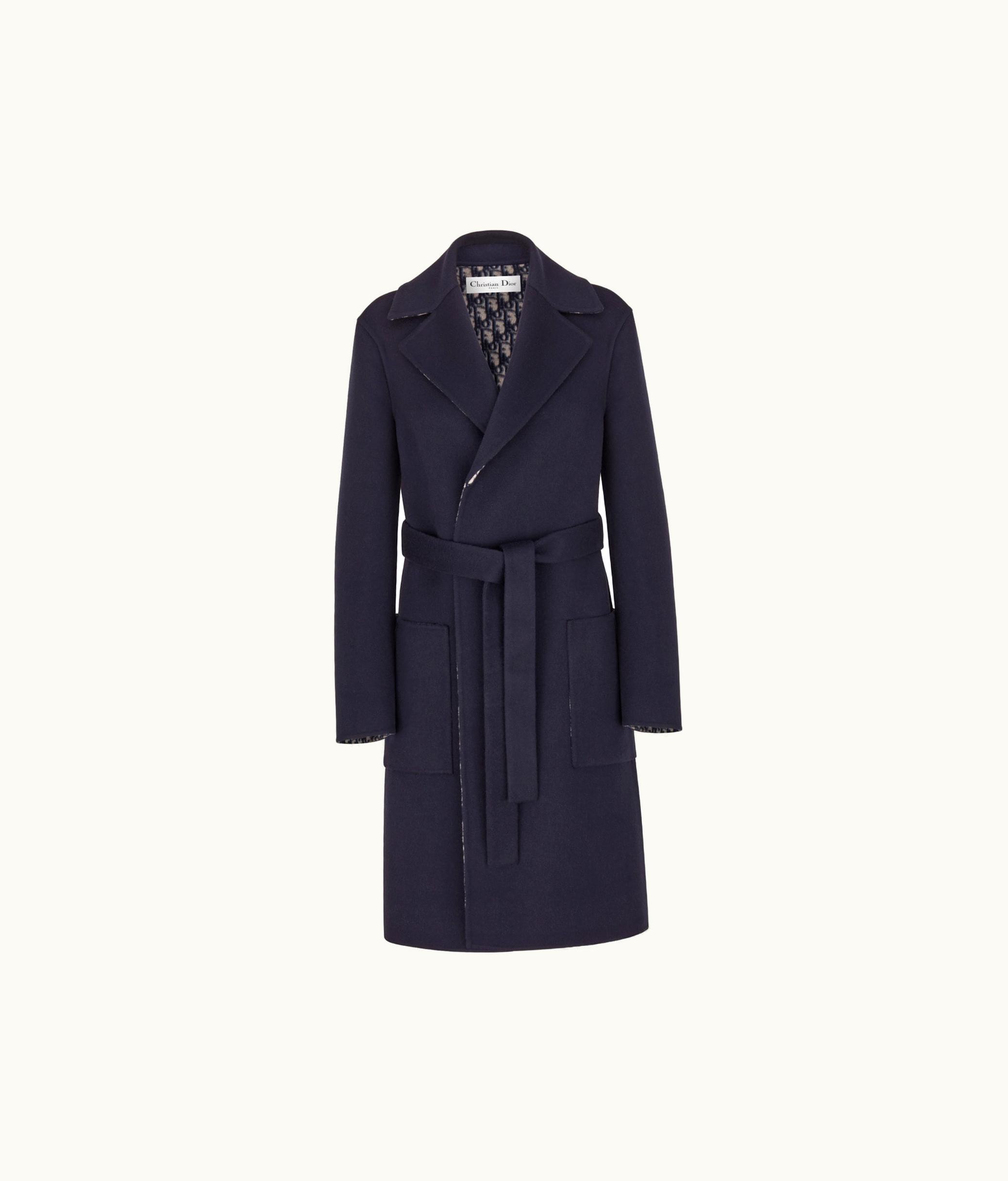 Dior Dior Coat With Belt - Blue Double-Sided Virgin Wool