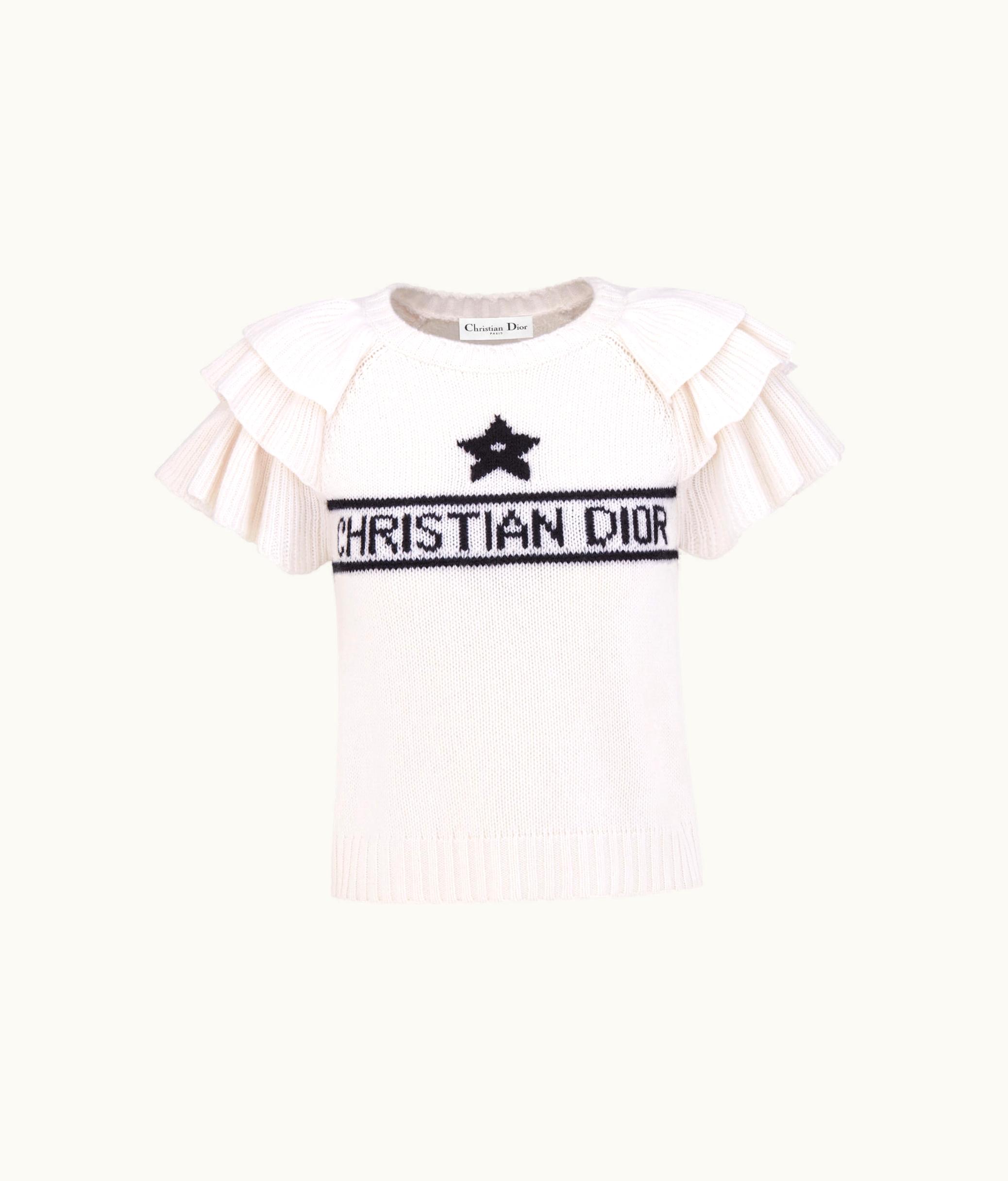 Dior Dior Sweater With Ruffles - White Cashmere Knit With Signature