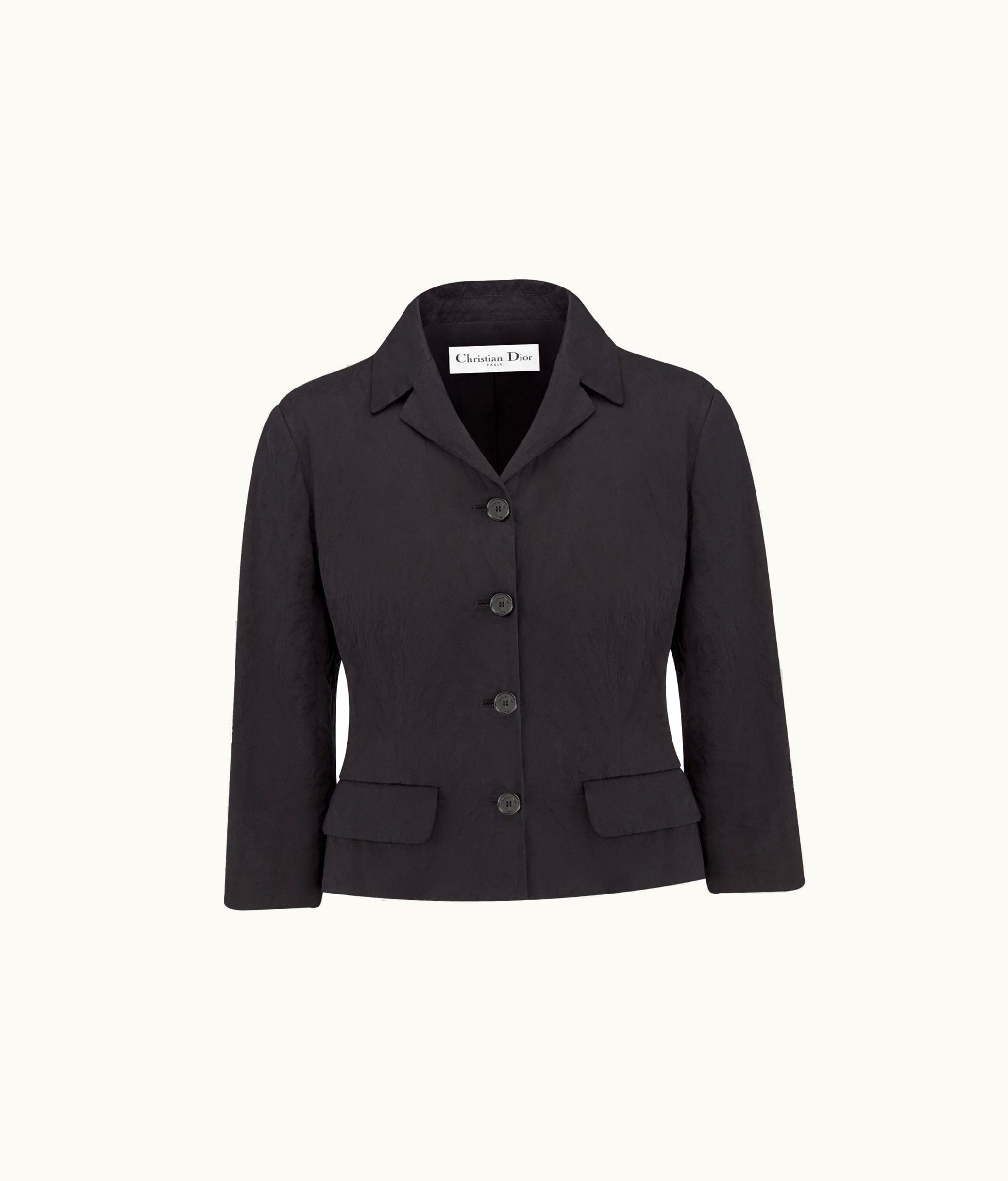 Dior Dior Fitted Jacket With Three-Quarter Sleeves - Black Technical Cotton With Crinkled Effect