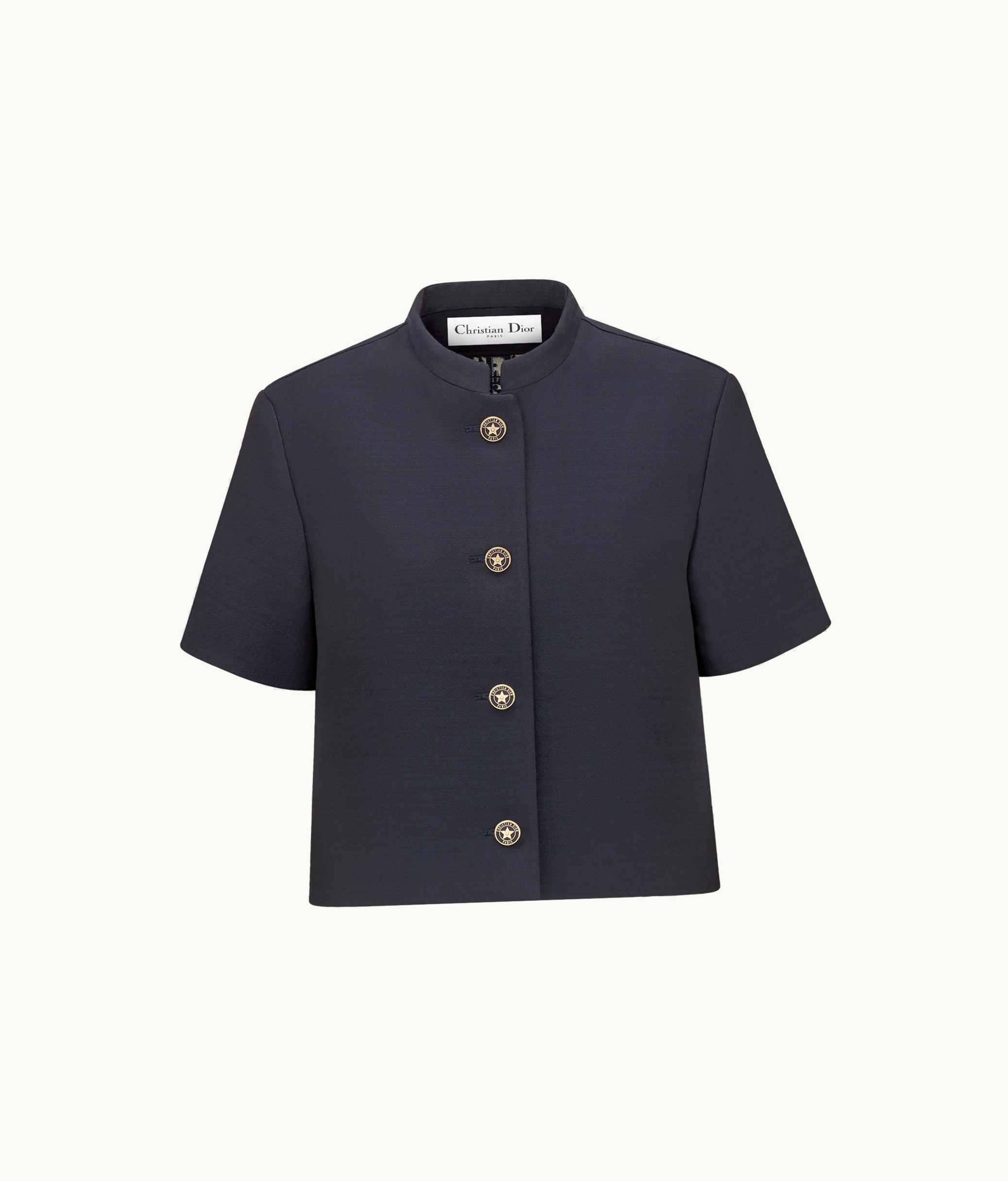 Dior Dior Short-Sleeved Jacket - Navy Blue Silk And Wool Twill