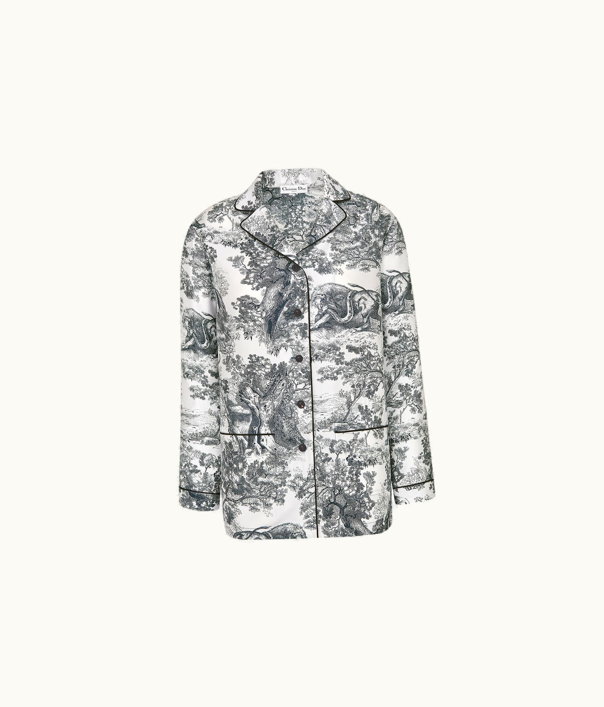 Dior Dior Chez Moi Shirt - White And Navy Blue Toile De Jouy Silk Twill