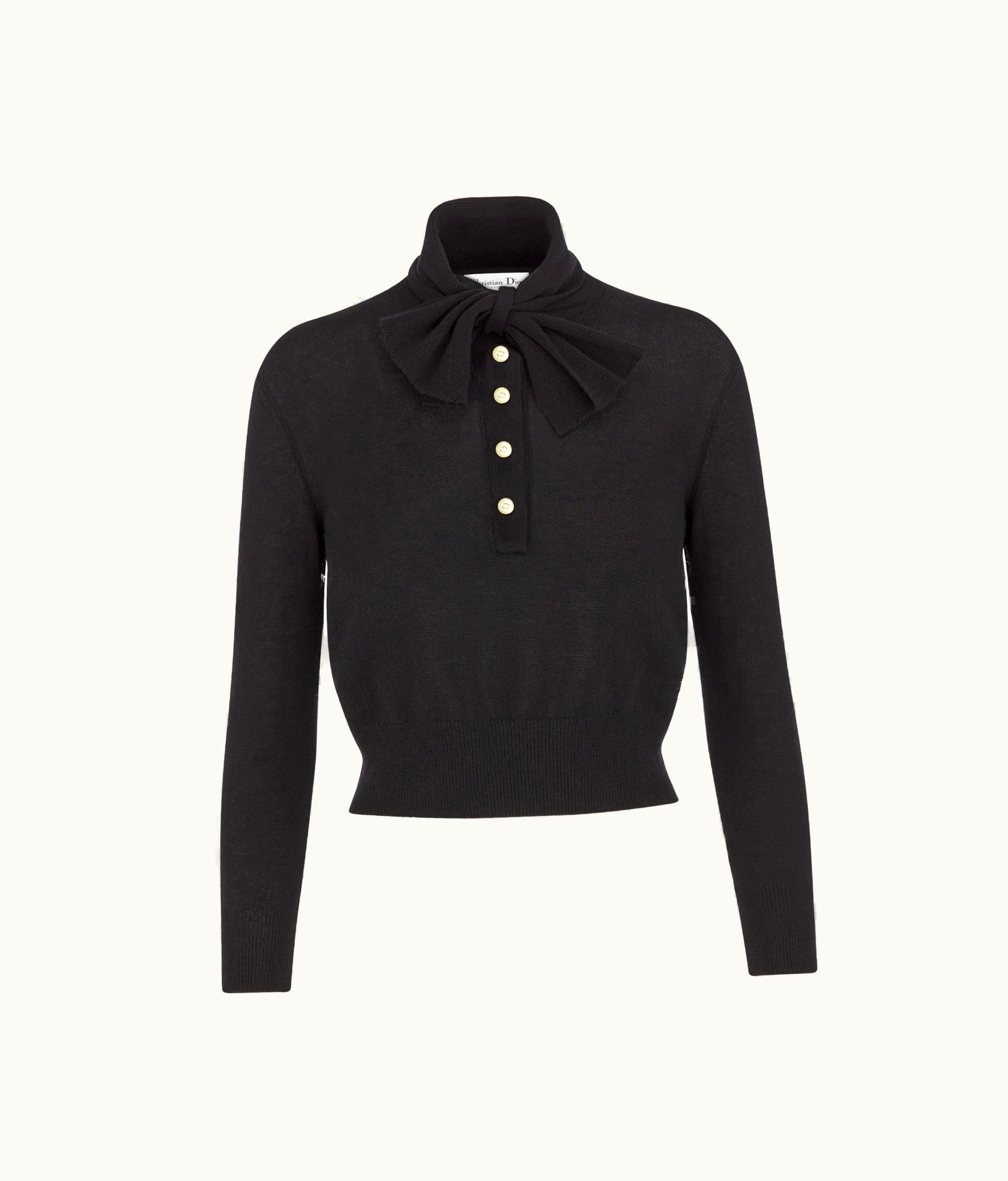 Dior Dior Tied Collar Sweater - Black Cashmere Knit