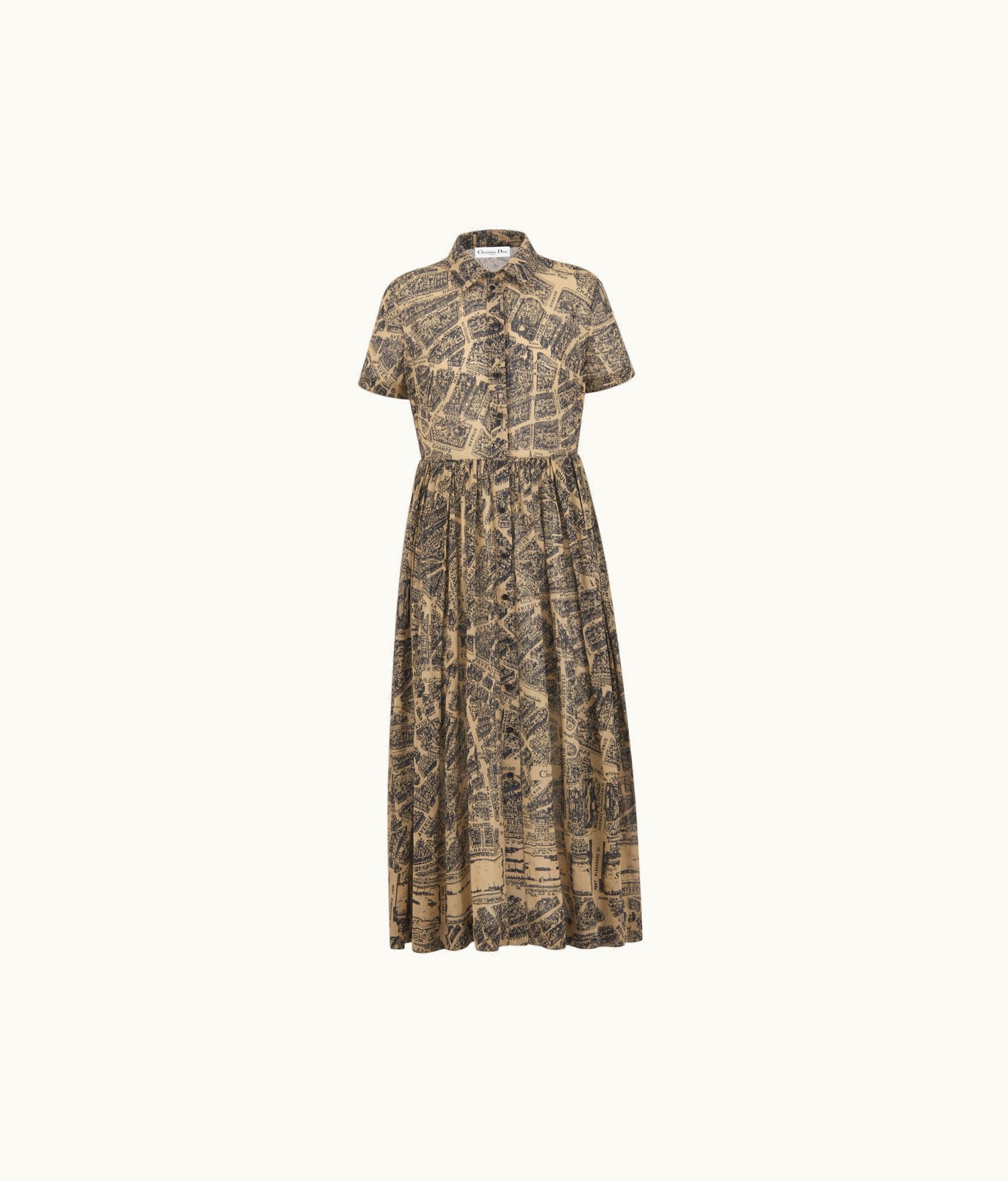 Dior Dior Mid-Length Shirt Dress - Beige And Black Cotton Voile With Plan De Paris Motif