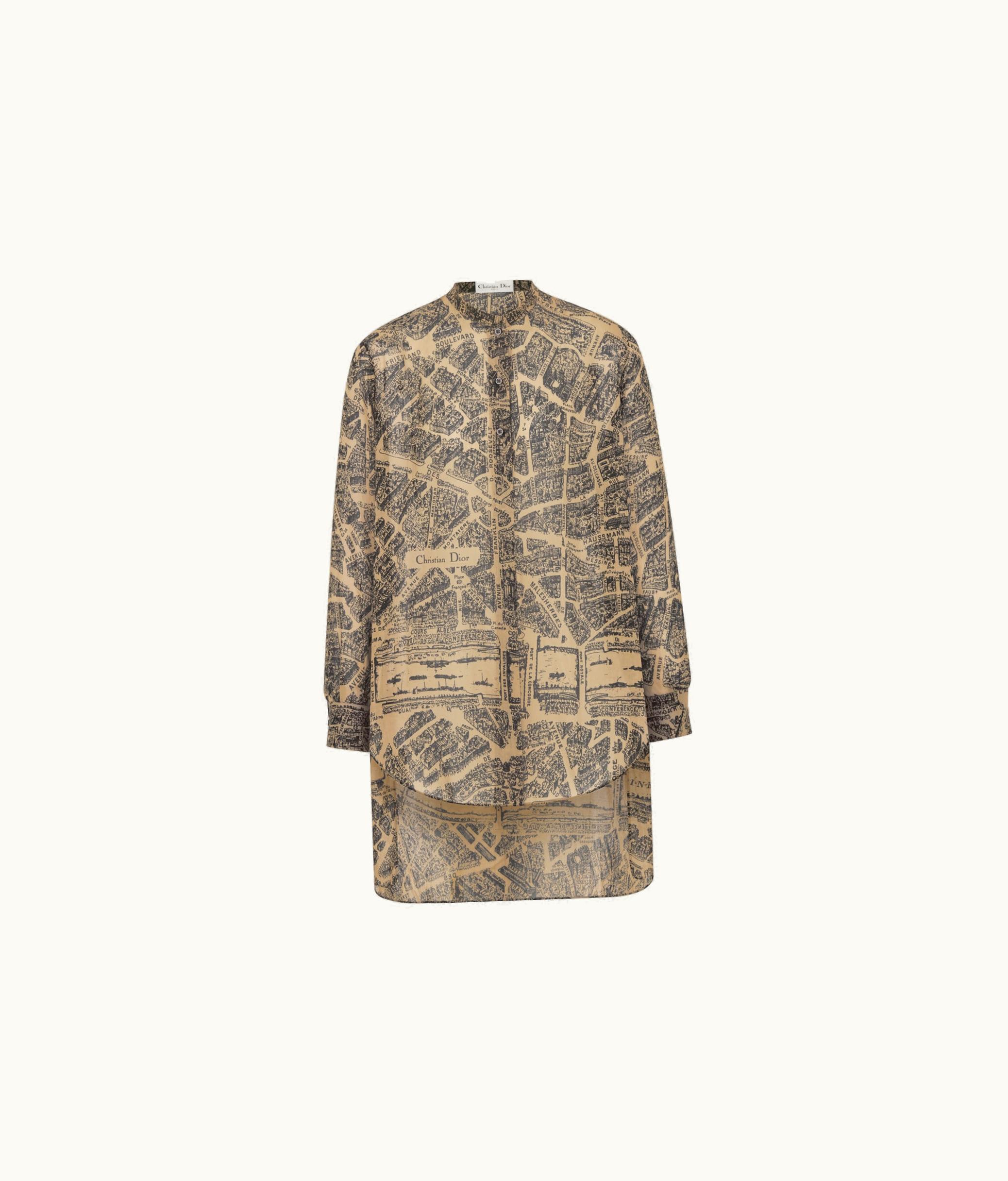 Dior Dior Blouse - Beige And Black Cotton Voile With Plan De Paris Motif