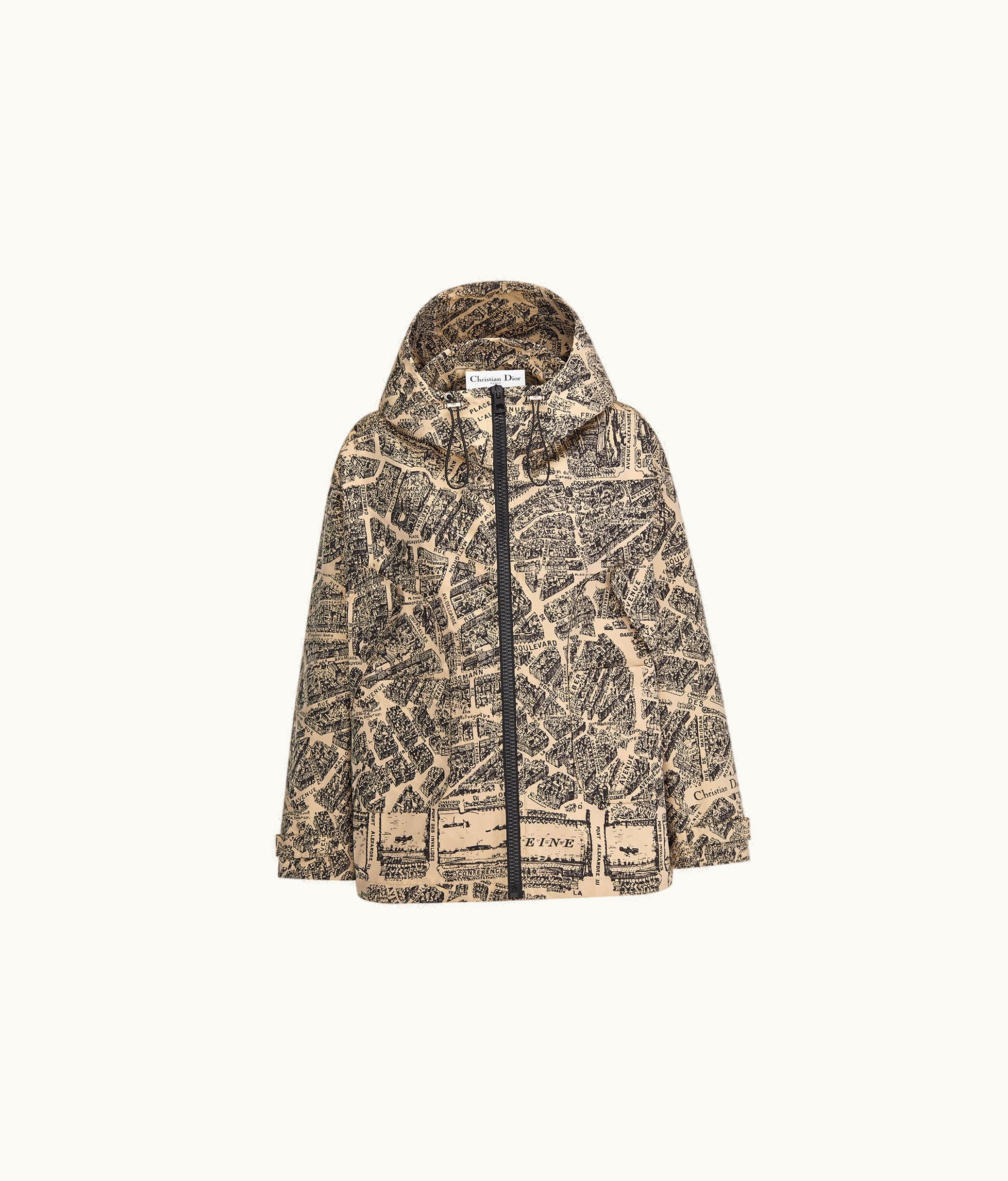 Dior Dior Hooded Anorak - Beige And Black Technical Taffeta Jacquard With Plan De Paris Motif