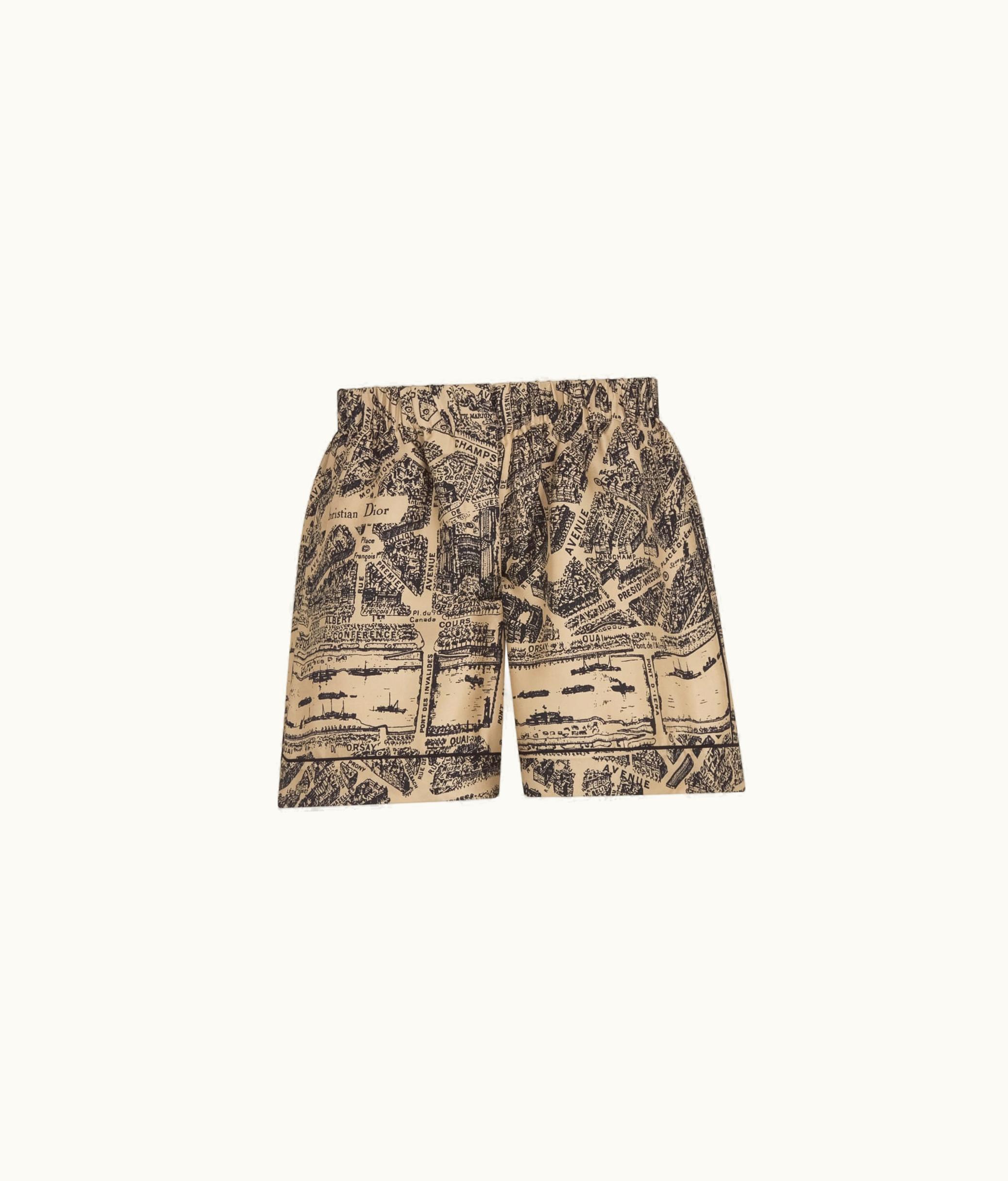 Dior Dior Shorts - Beige And Black Silk Twill With Plan De Paris Motif
