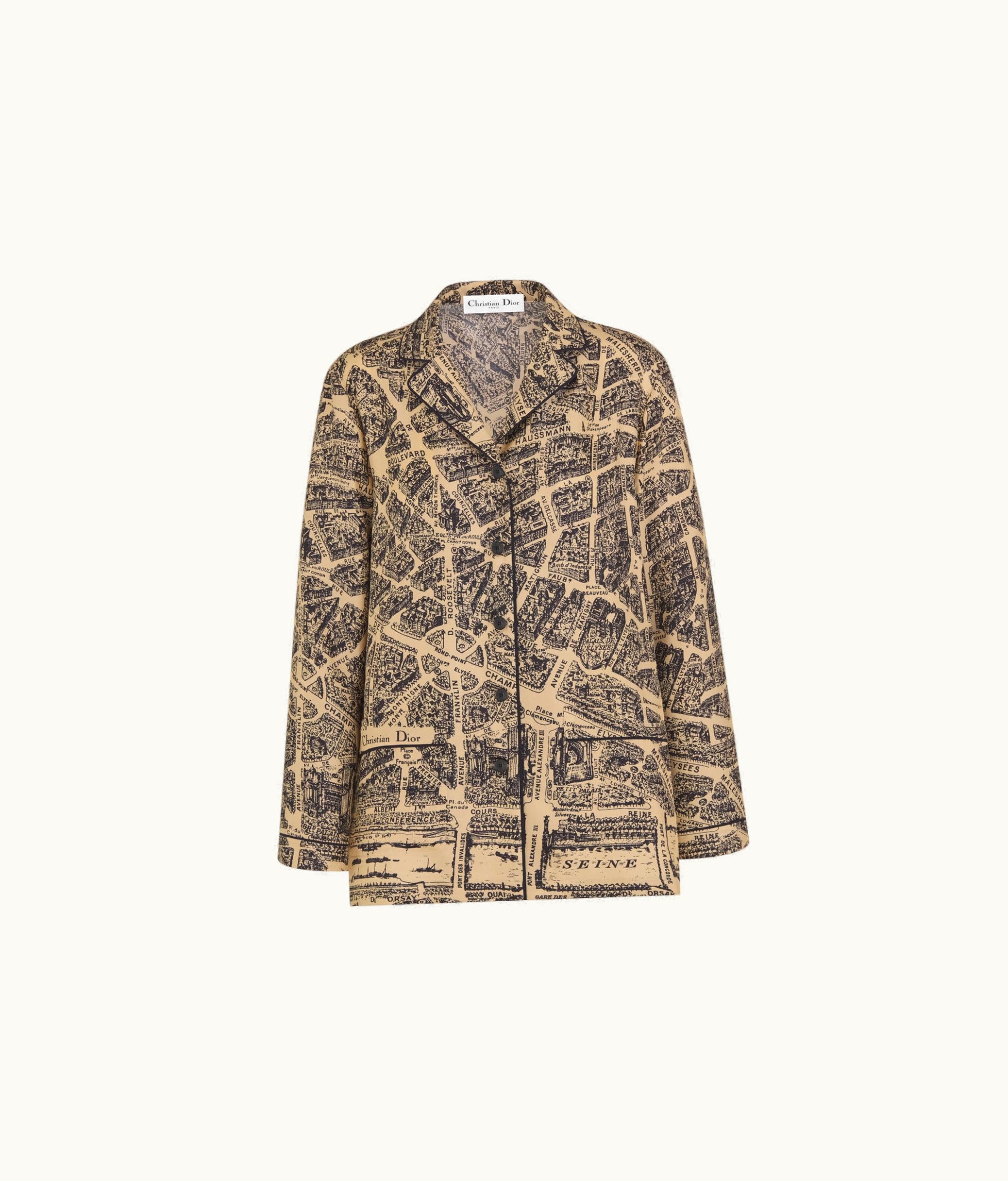 Dior Dior Chez Moi Shirt - Beige And Black Silk Twill With Plan De Paris Motif