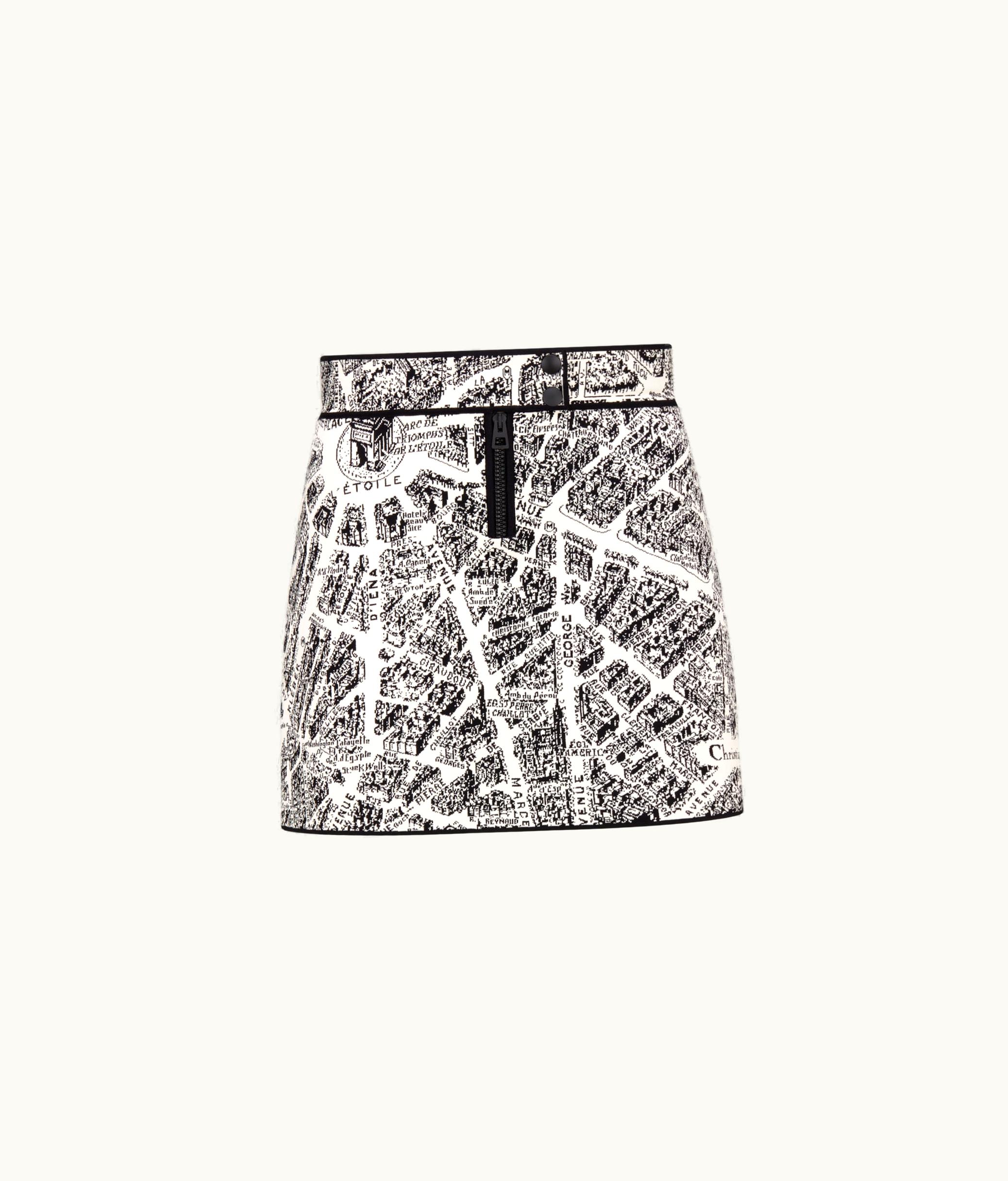 Dior Dior Miniskirt - White And Black Technical Mesh With Plan De Paris Motif