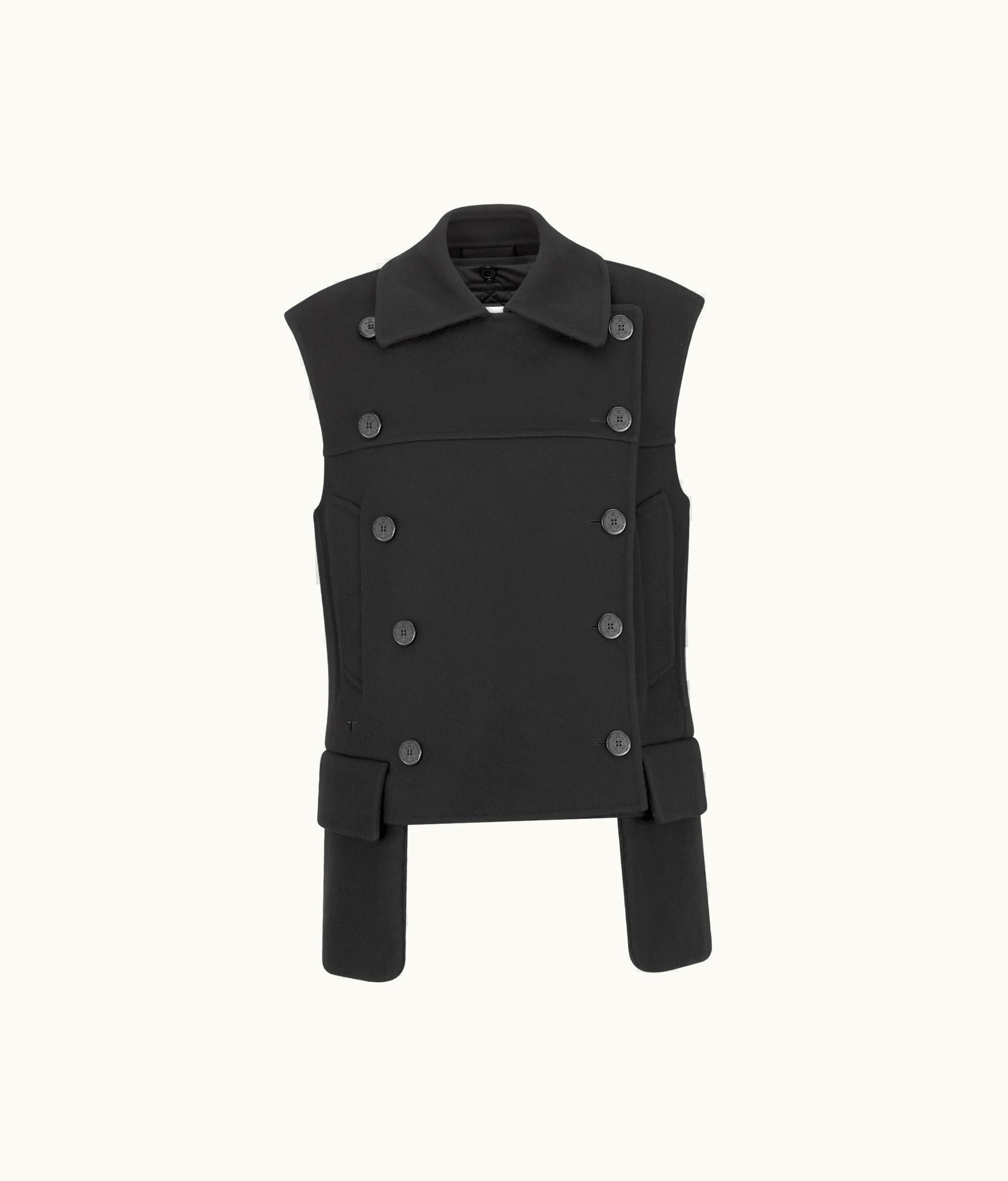 Dior Dior Sleeveless Peacoat - Black Double-Sided Virgin Wool And Cashmere Felt