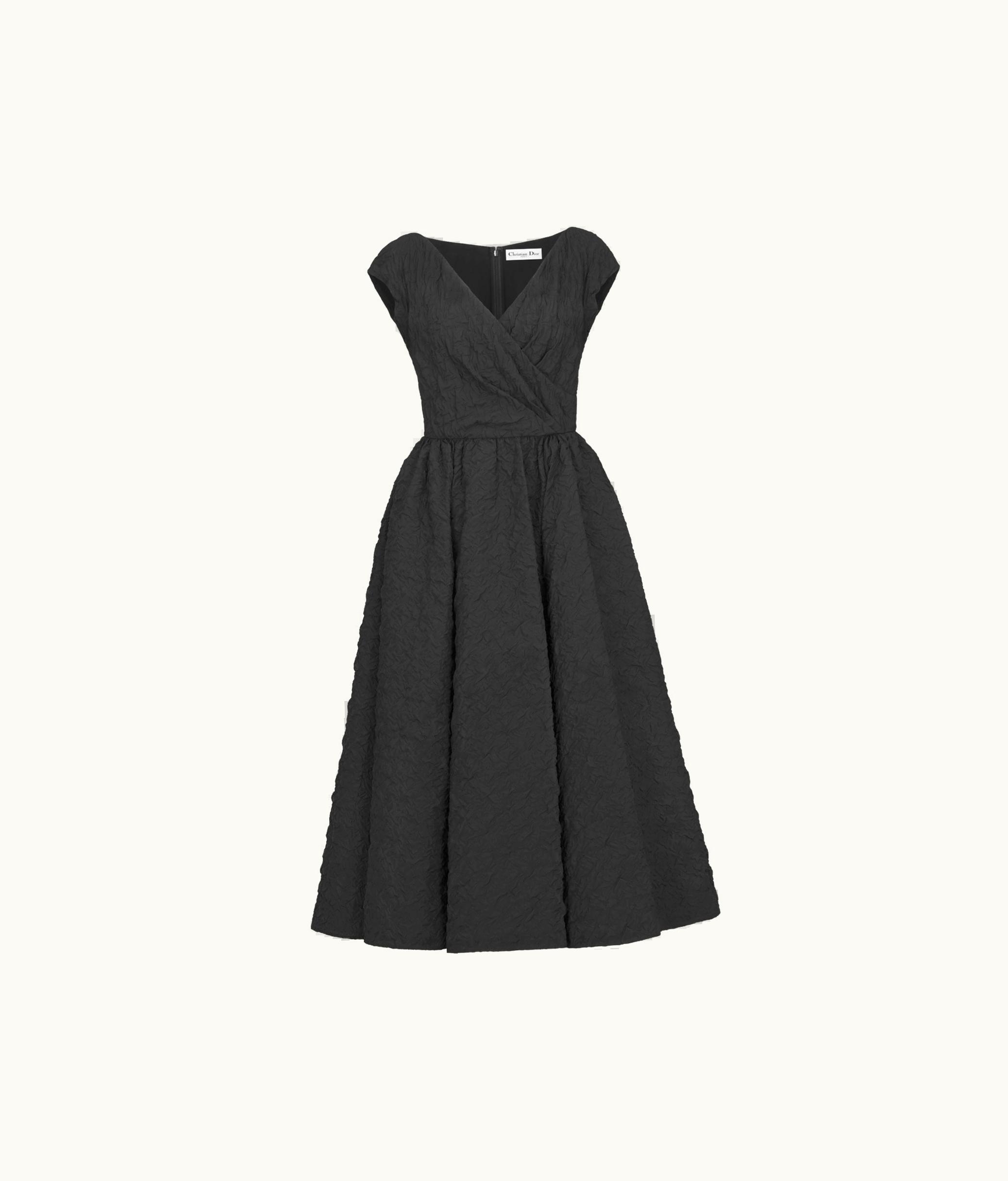 Dior Dior Flared Mid-Length Dress - Black Cloqué Technical Jacquard