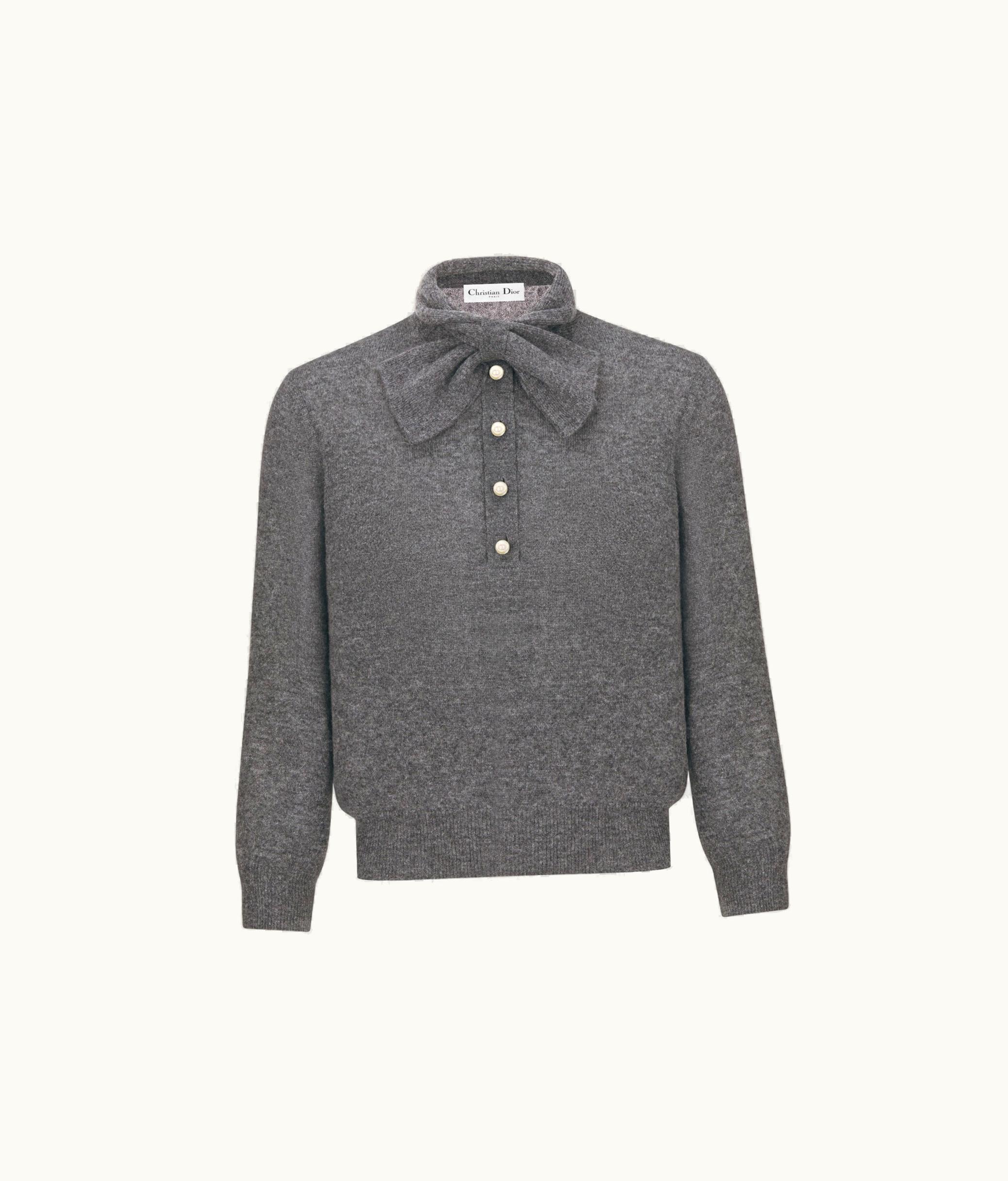 Dior Dior Tied Collar Sweater - Gray Cashmere Knit