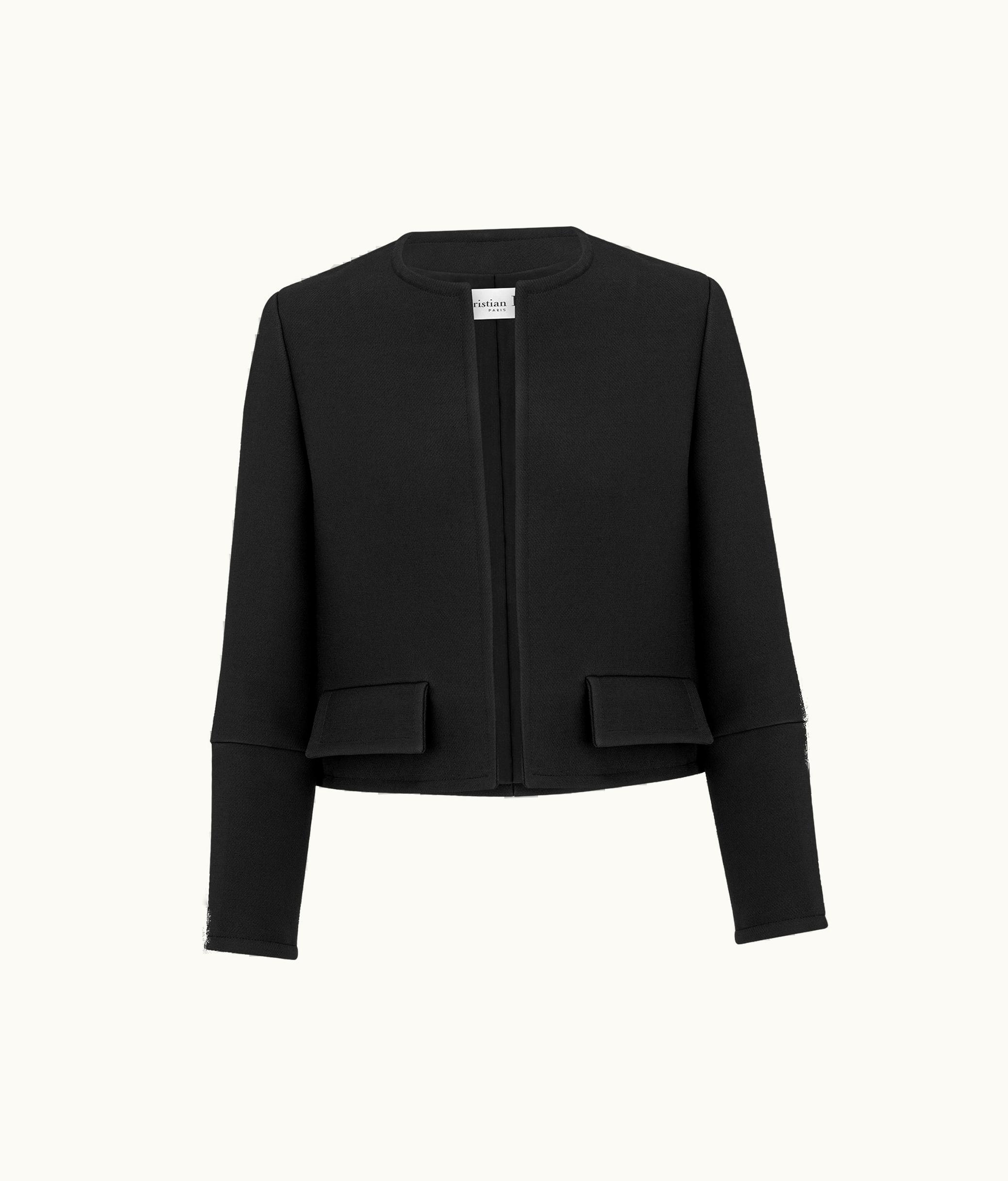 Dior Dior V12 Cropped Open Jacket - Black Wool And Silk