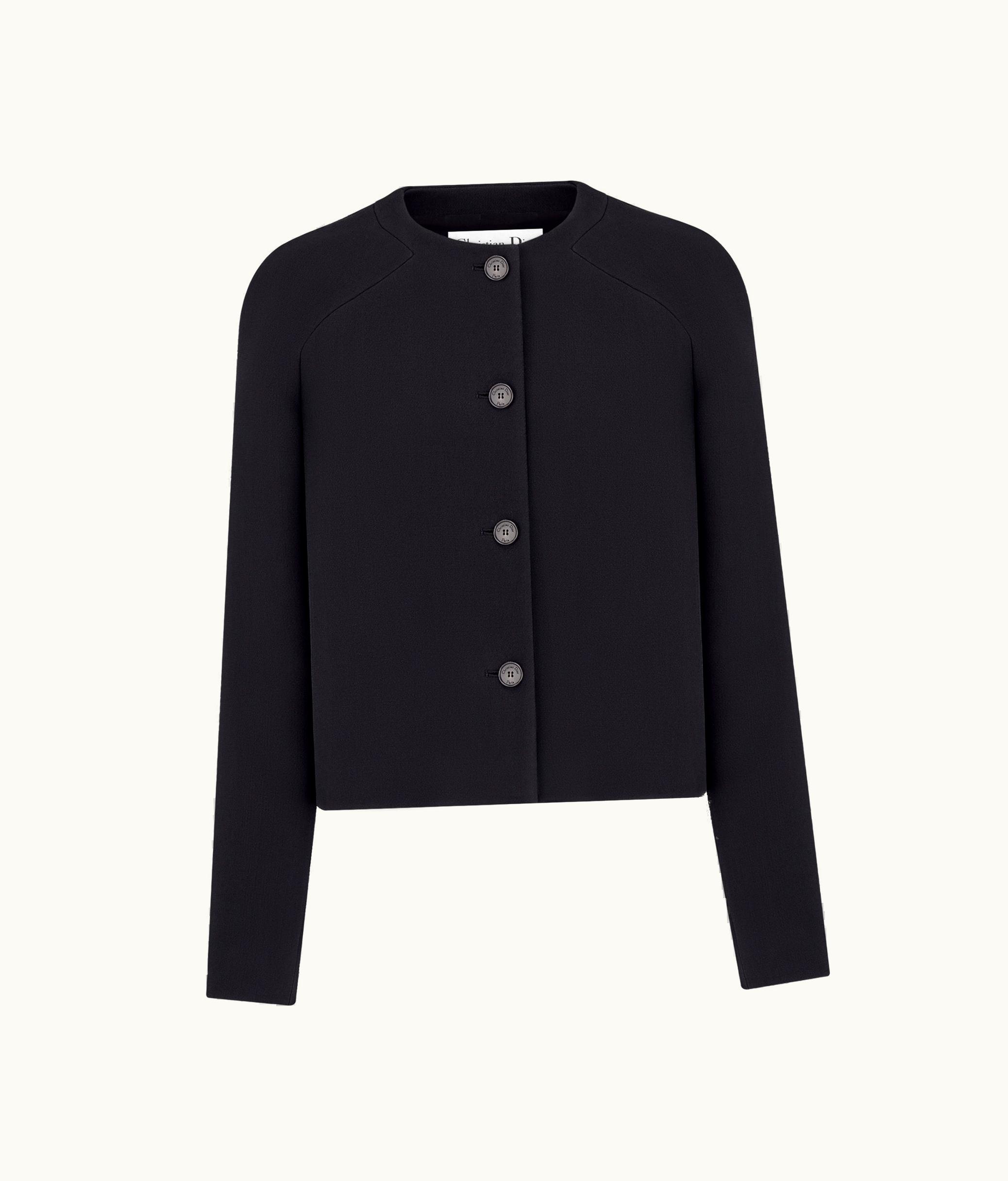 Dior Dior V10 Cropped Jacket - Black Wool And Silk