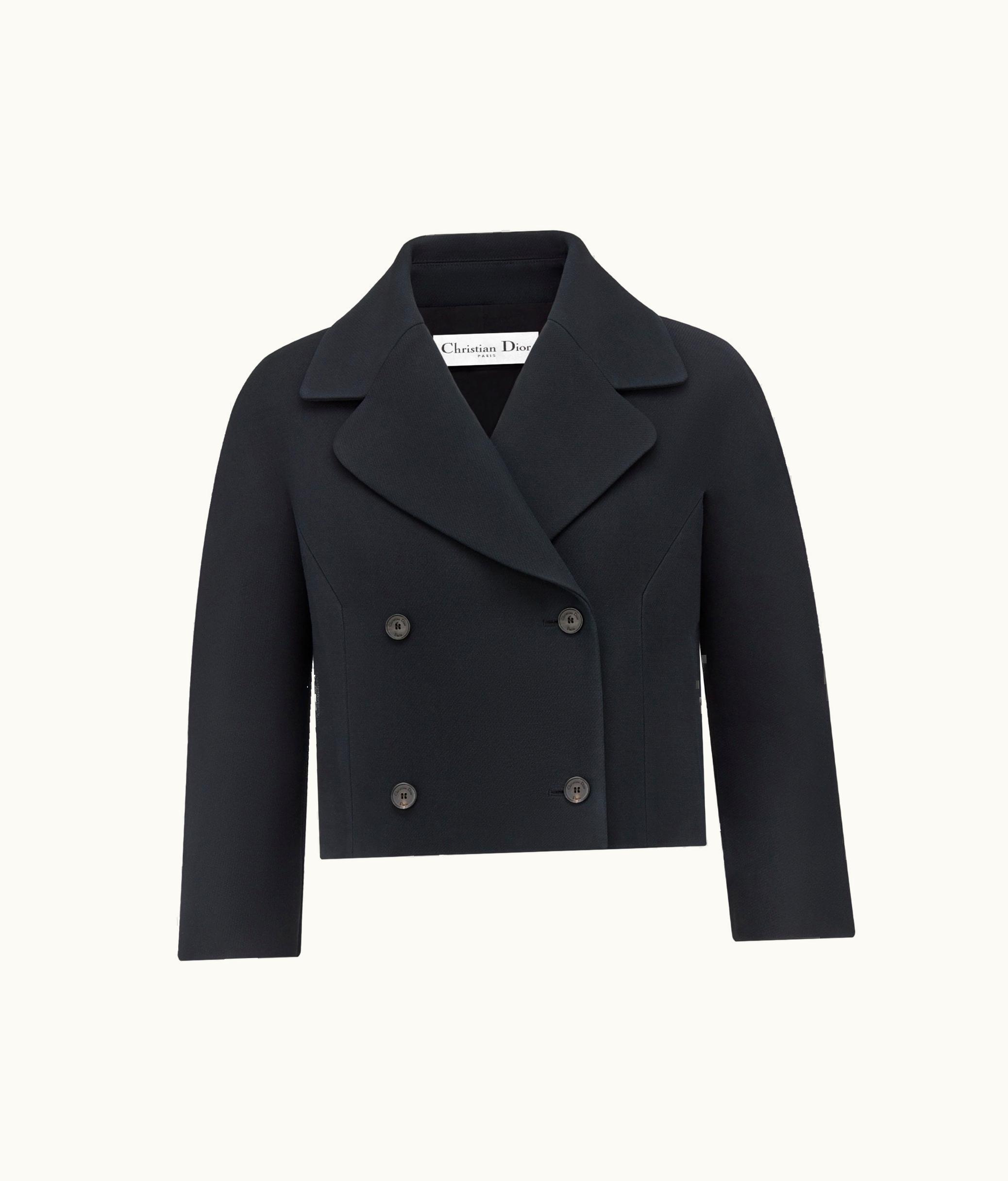Dior Dior V11 Cropped Jacket - Black Double-Breasted Wool And Silk