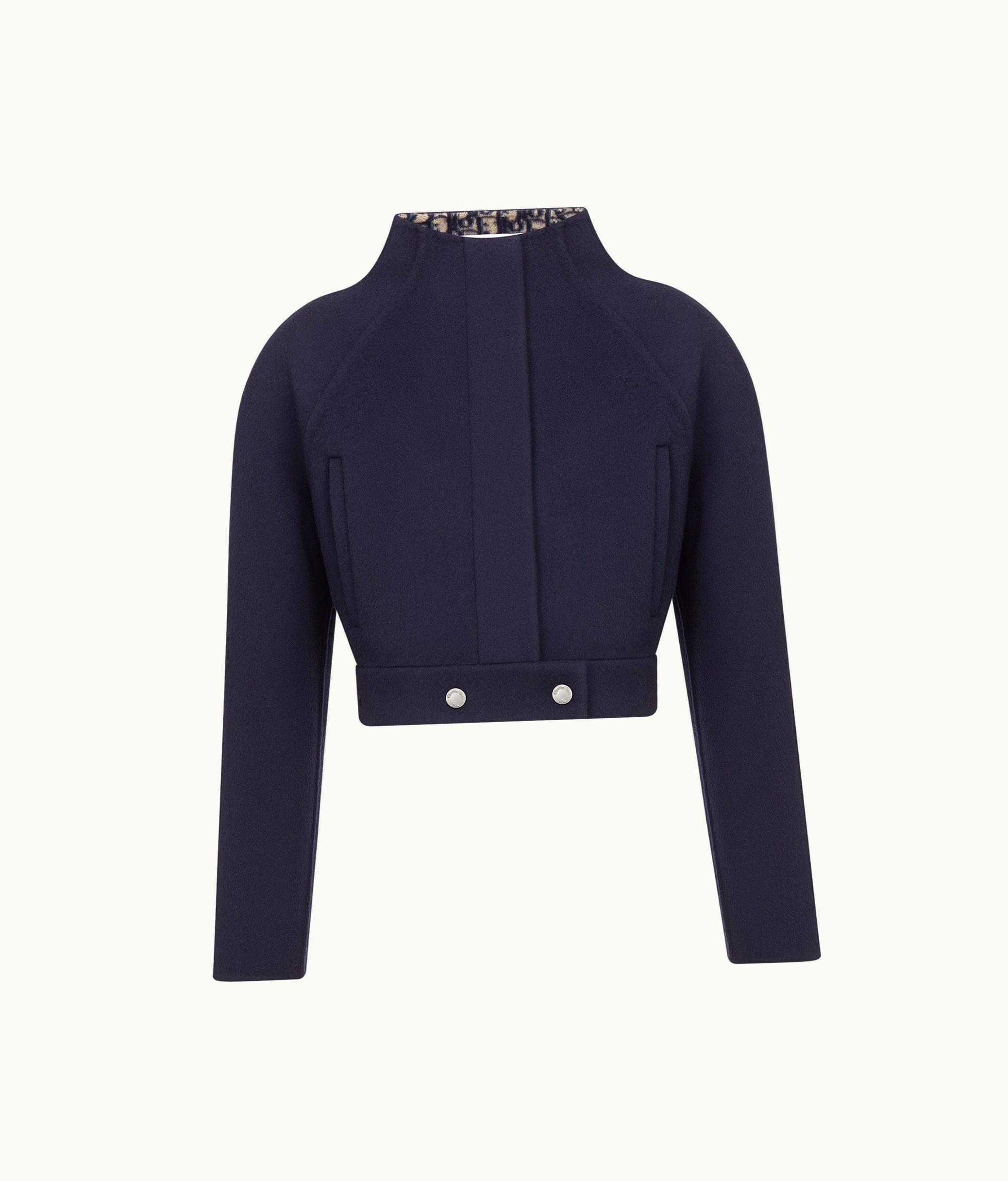 Dior Cropped Peacoat - Navy Blue Double-Sided Virgin Wool And Silk With Dior Oblique Interior