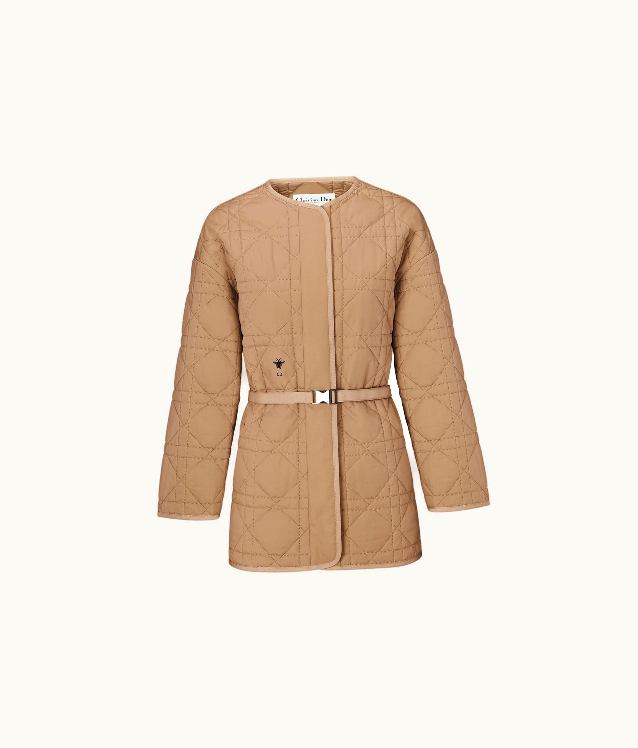 Dior Dior Macrocannage Belted Peacoat - Beige Quilted Technical Cotton Taffeta