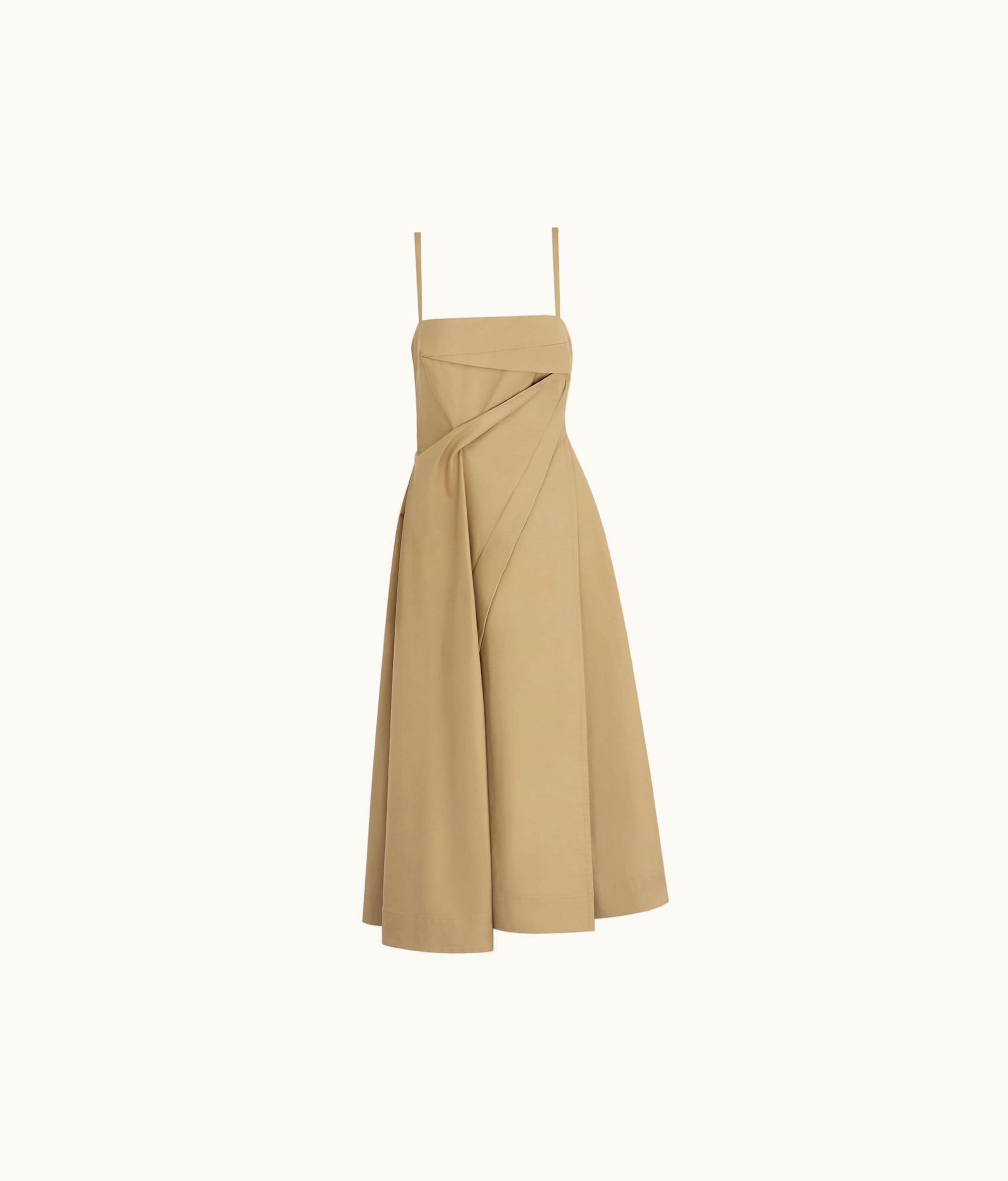 Dior Dior Mid-Length Draped Dress - Beige Cotton Gabardine