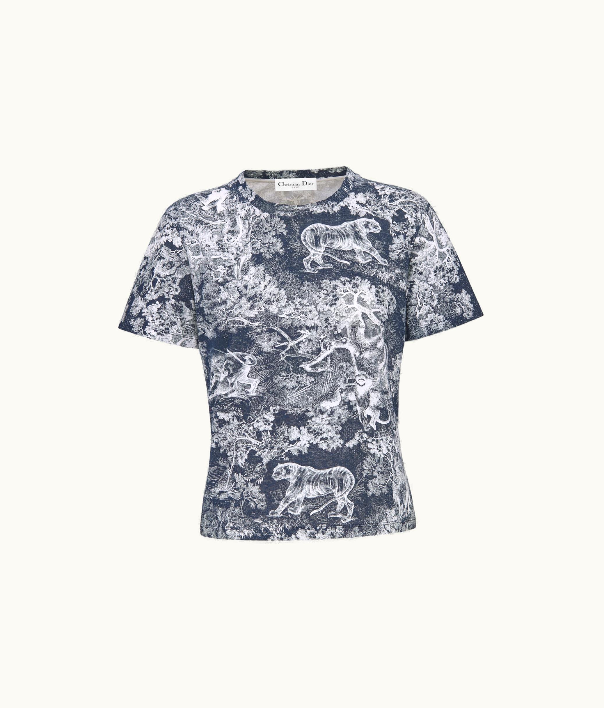 Dior Dior T-Shirt - Navy Blue Toile De Jouy Cotton And Linen Jersey