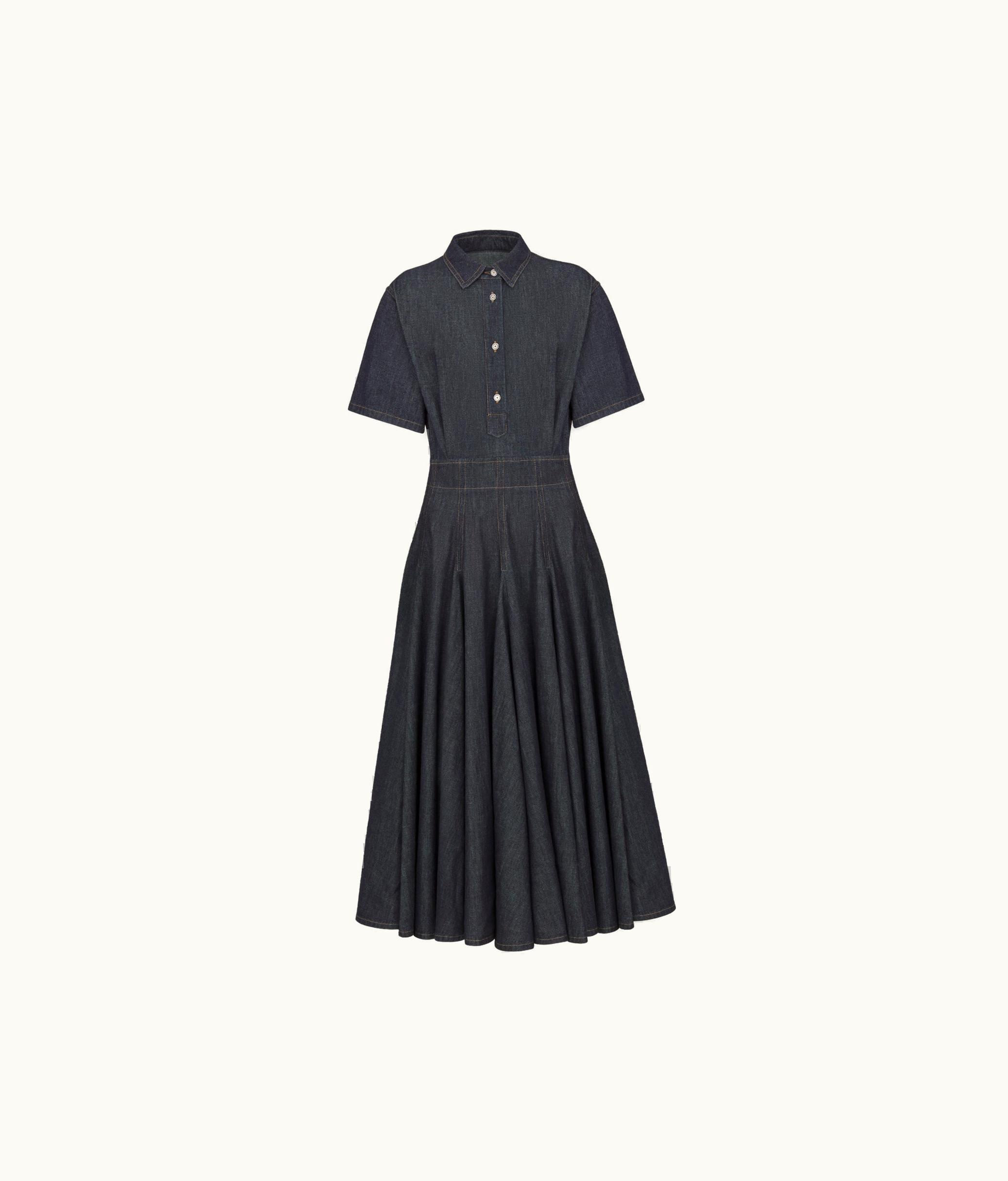 Dior Dior Pleated Shirt Dress - Blue Lightweight Raw Cotton Denim