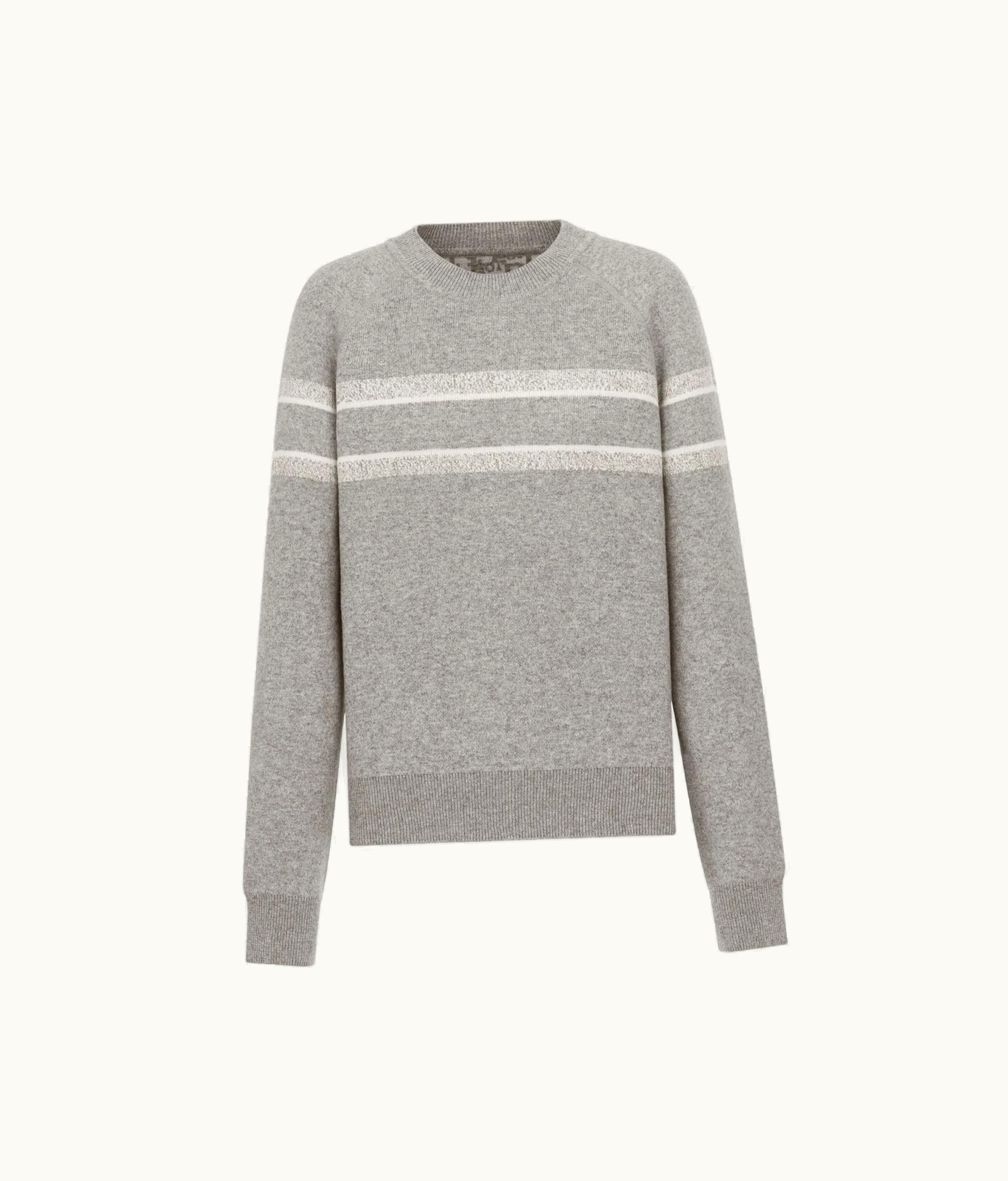 Dior Reversible Crew-Neck Sweater - Gray Double-Sided Technical Cashmere With Dior Oblique Motif