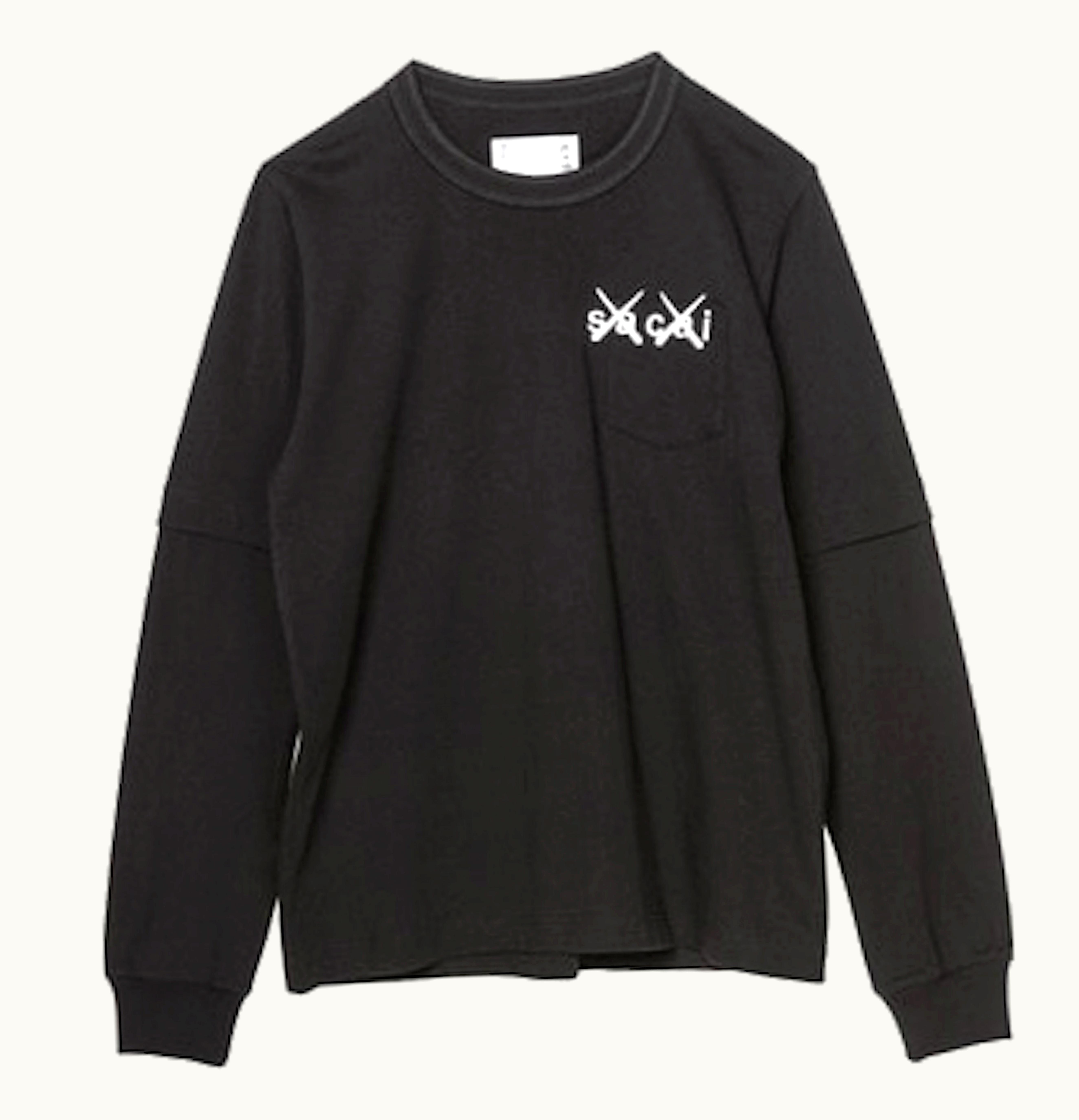 KAWS KAWS x Sacai Embroidery L S Tee Black