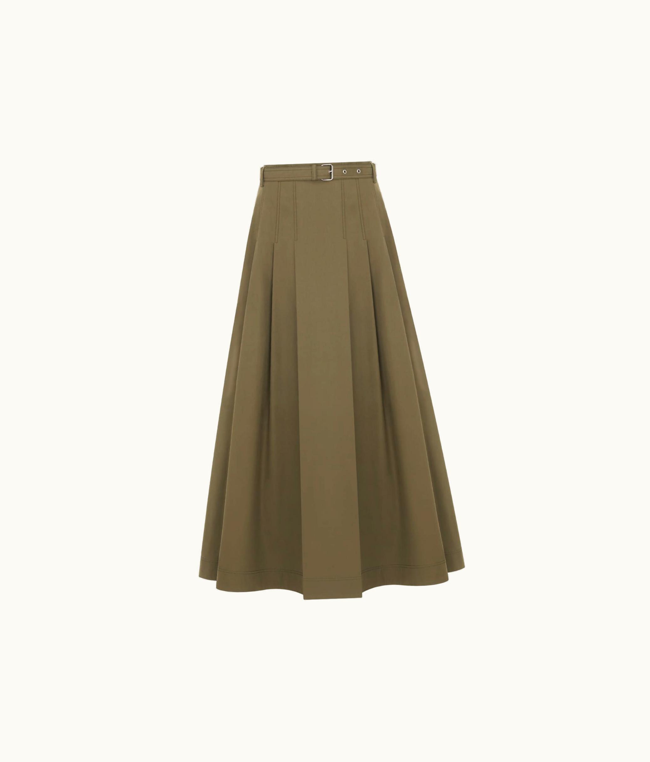 Dior Dior Mid-Length Belted Skirt - Khaki Cotton Gabardine