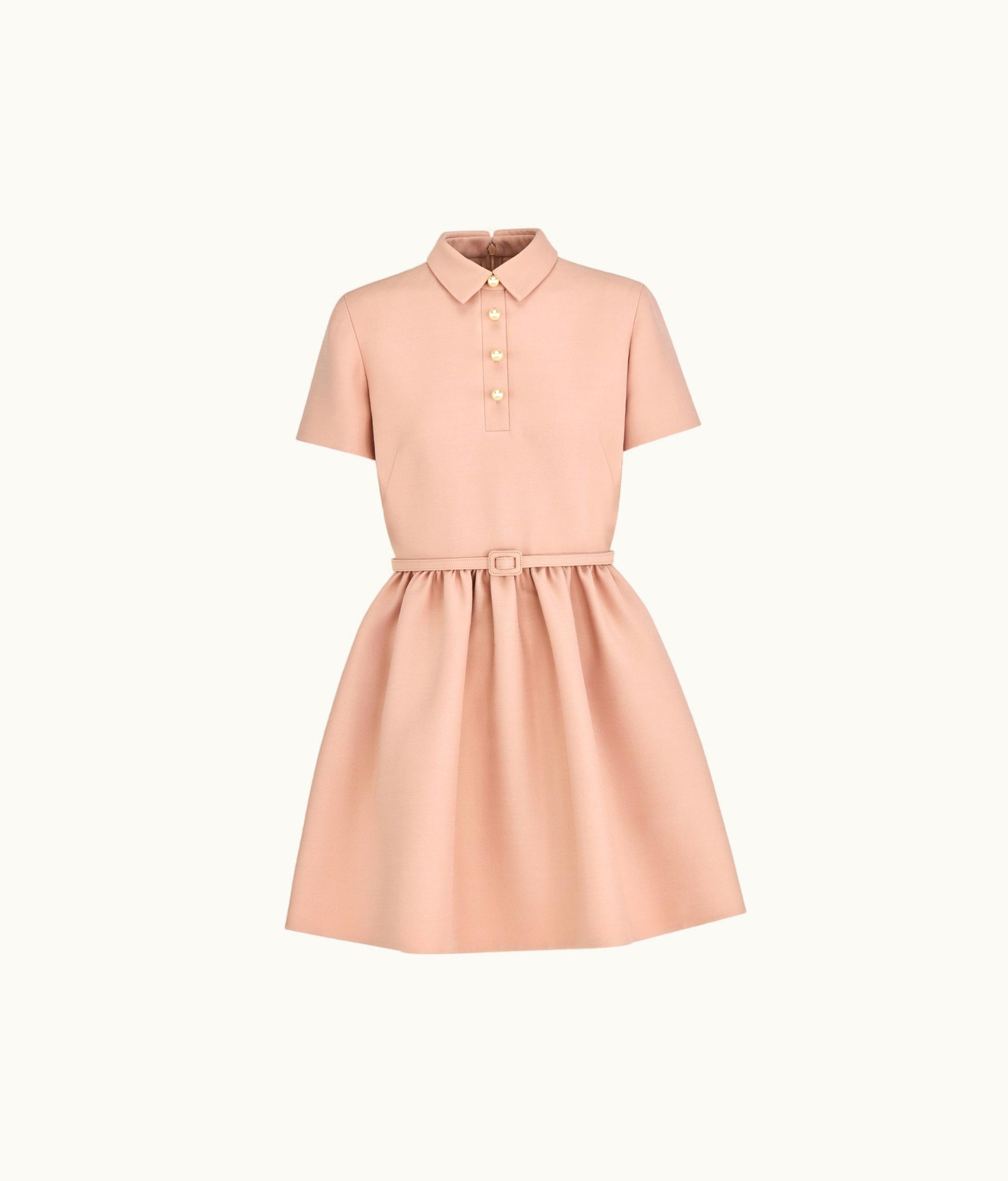 Dior Dior Short Belted Shirt Dress - Pink Wool And Silk