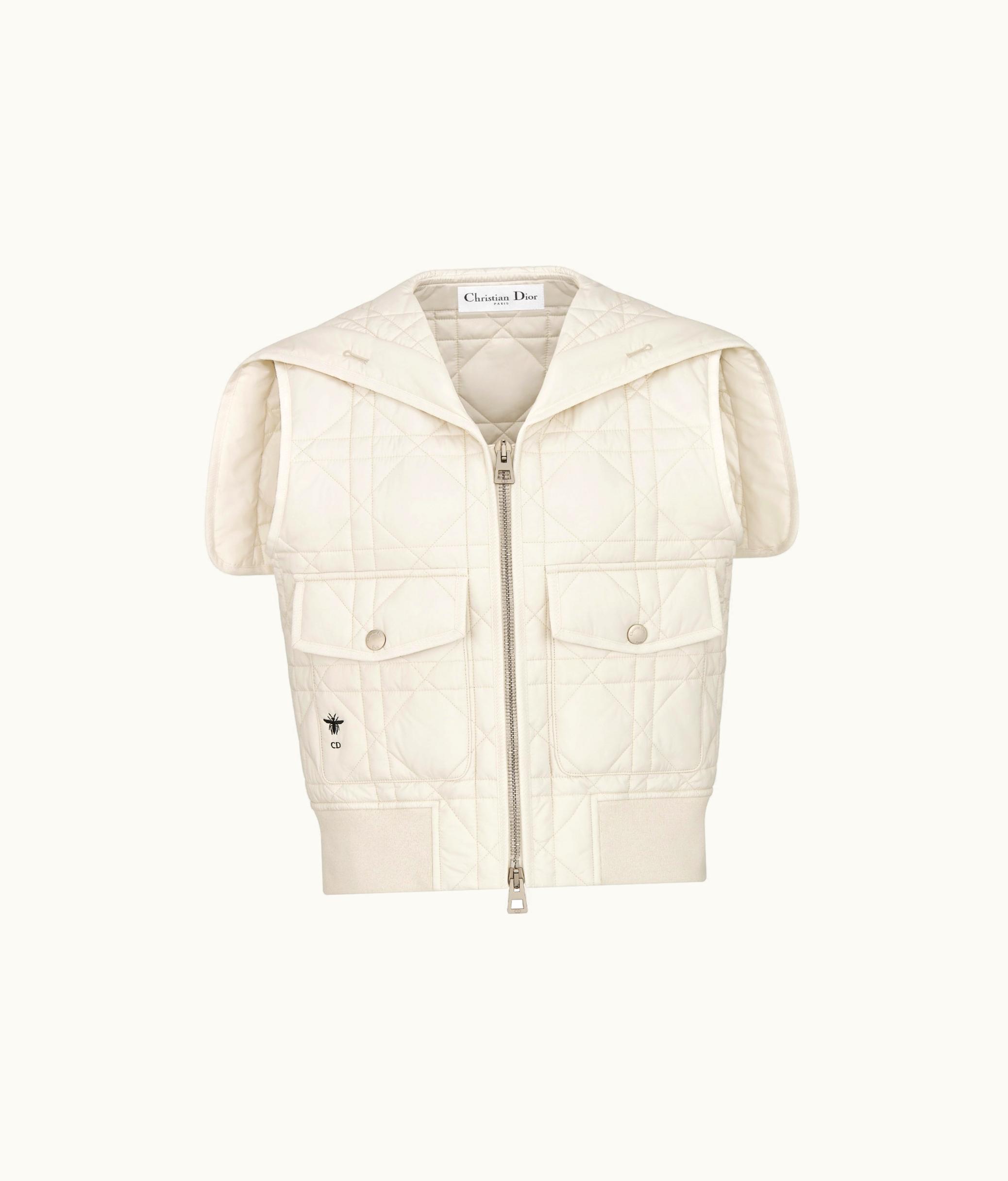 Dior Dior Sleeveless Macrocannage Bomber Jacket - Ecru Quilted Technical Taffeta