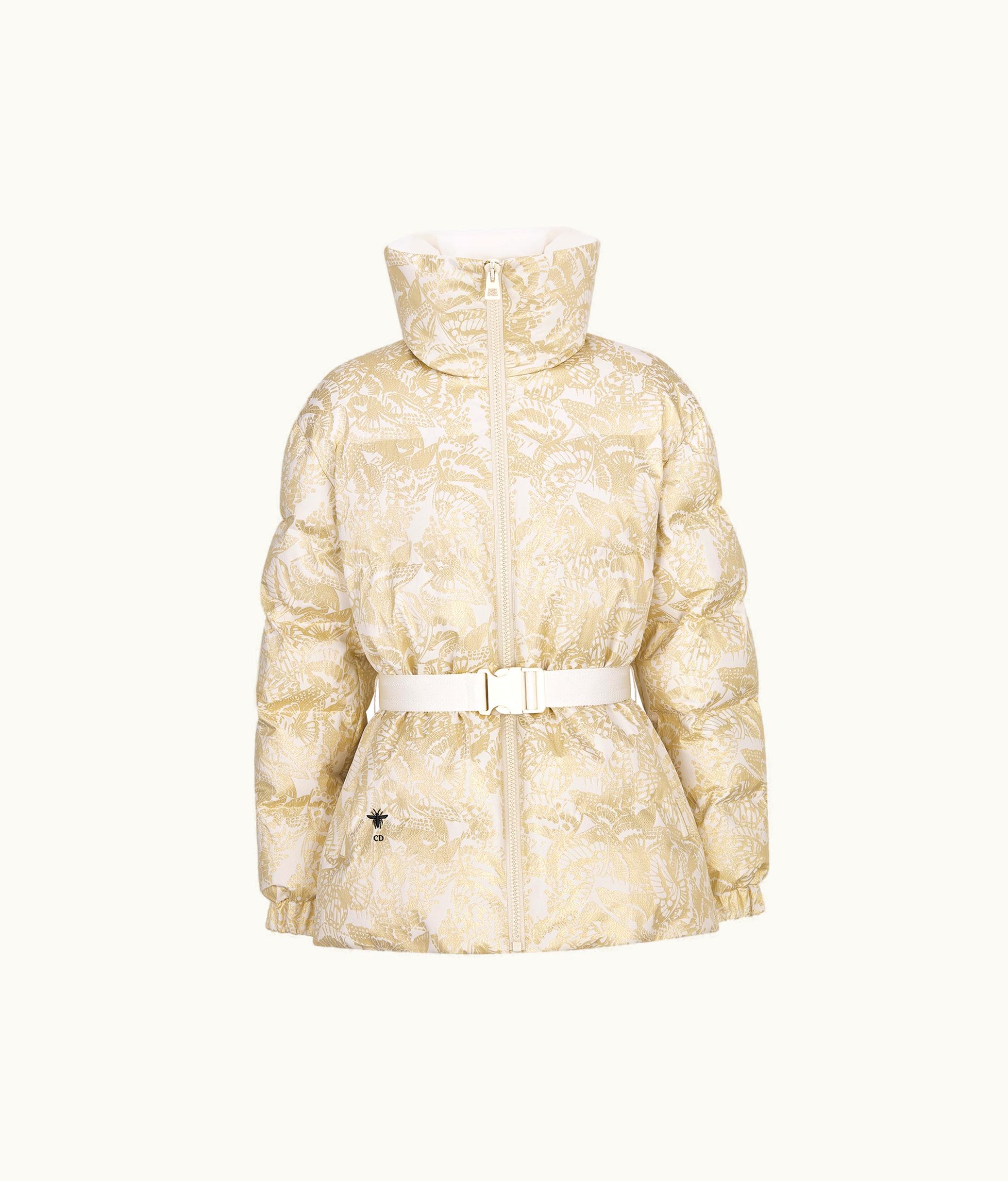 Dior Dioralps Puffer Jacket With Belt - White Quilted Technical Taffeta With Gold-Tone Allover Butterfly Motif