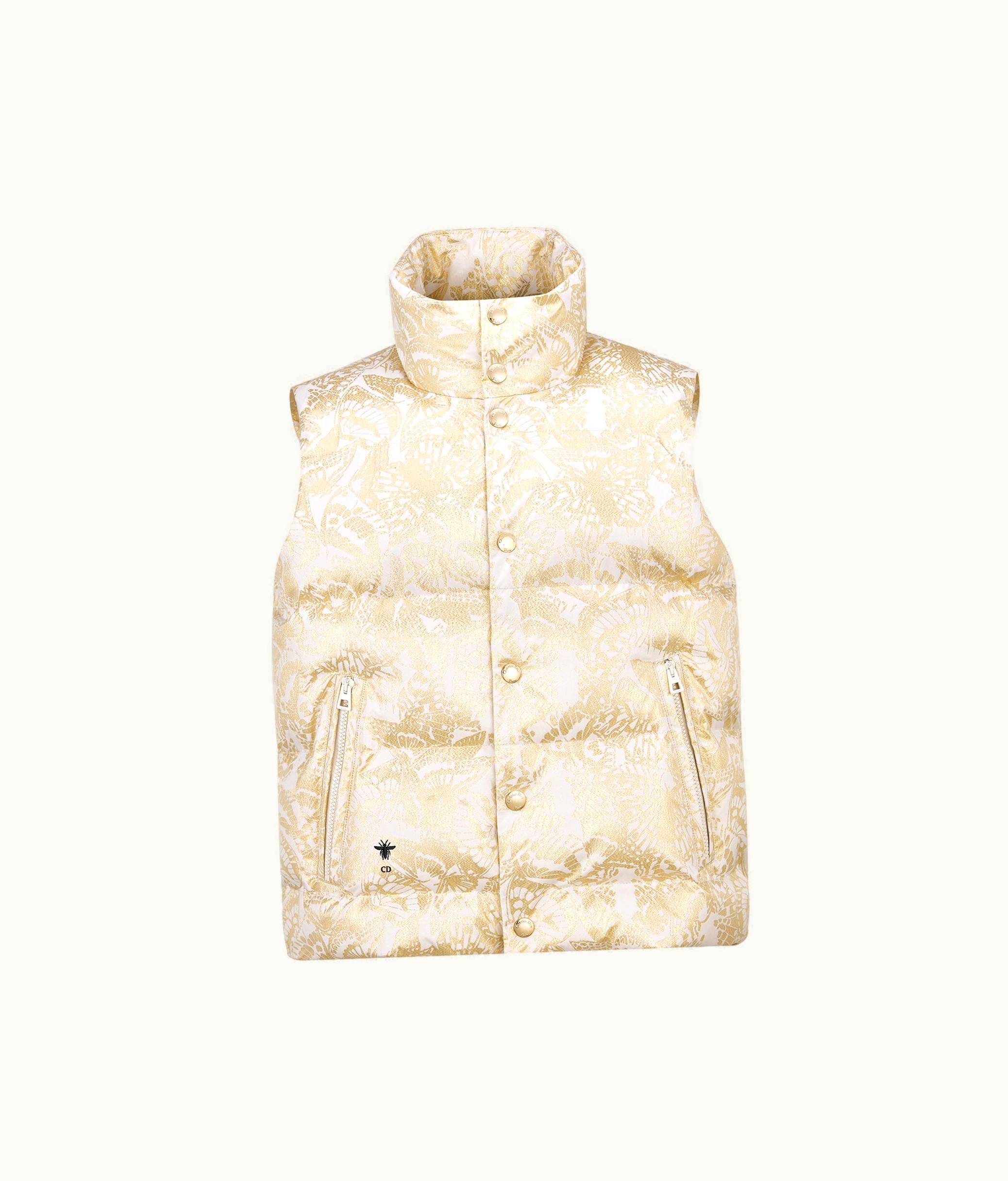 Dior Dioralps Puffer Vest - White Quilted Technical Taffeta With Gold-Tone Allover Butterfly Motif