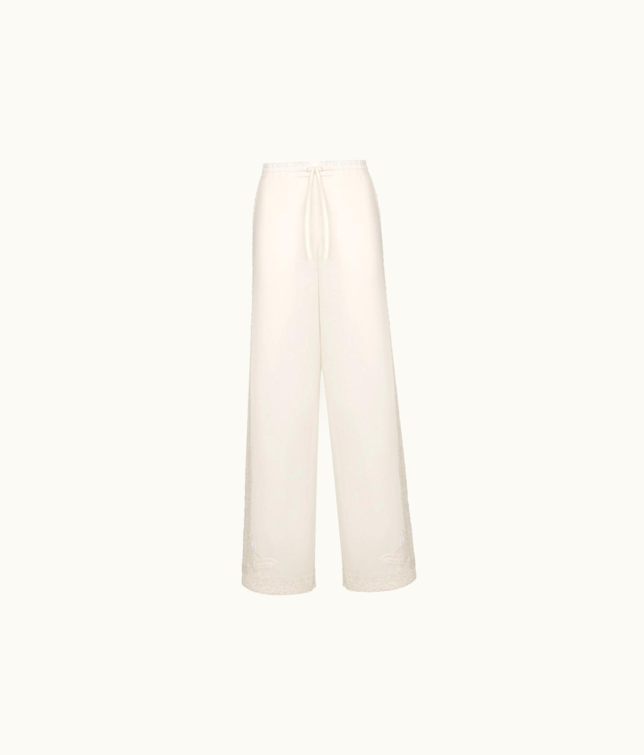 Dior Dior Flared Embroidered Pants - Ecru Cotton And Silk Poplin With Butterfly Motif