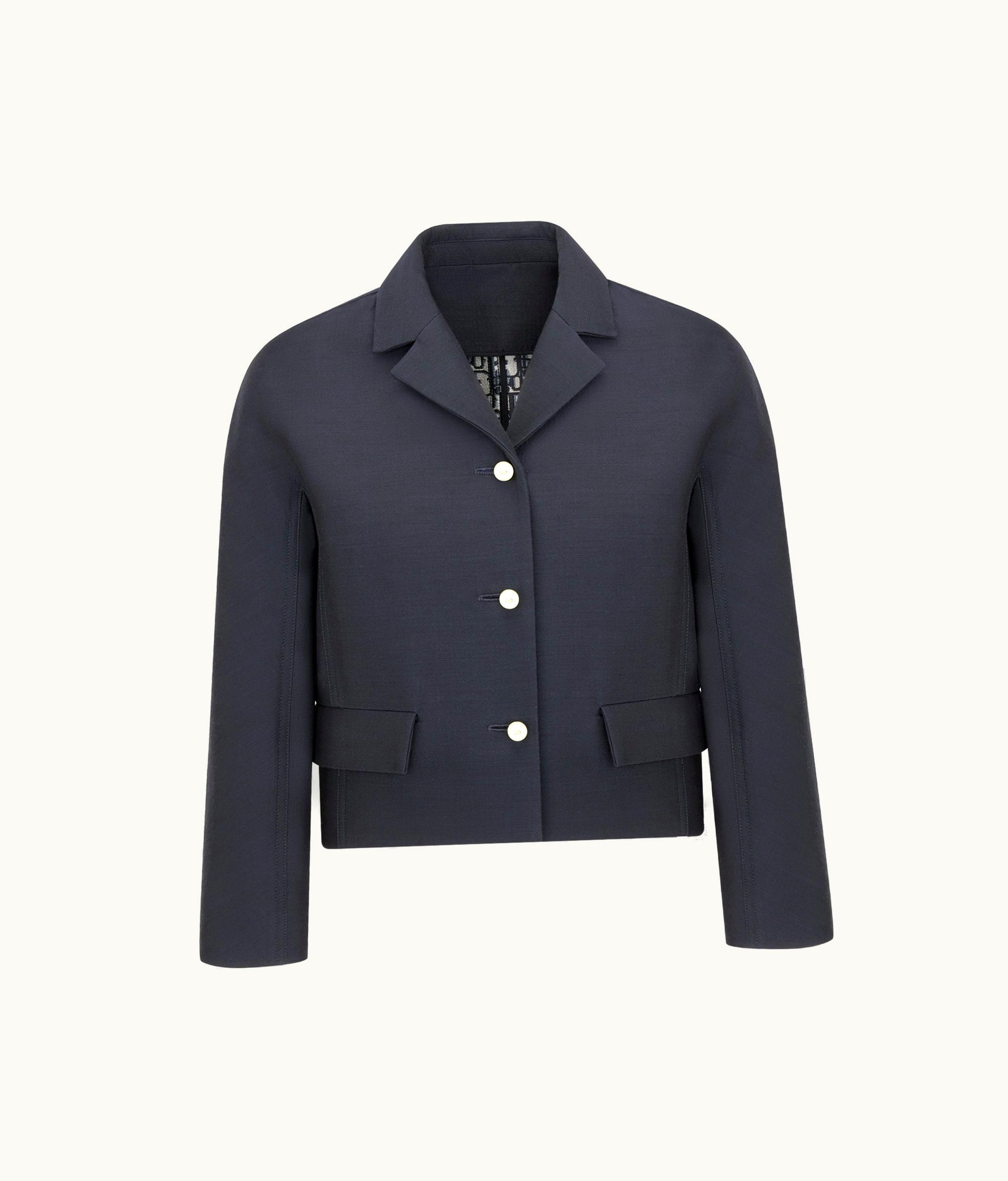 Dior Dior Cropped Jacket - Navy Blue Silk And Wool Twill