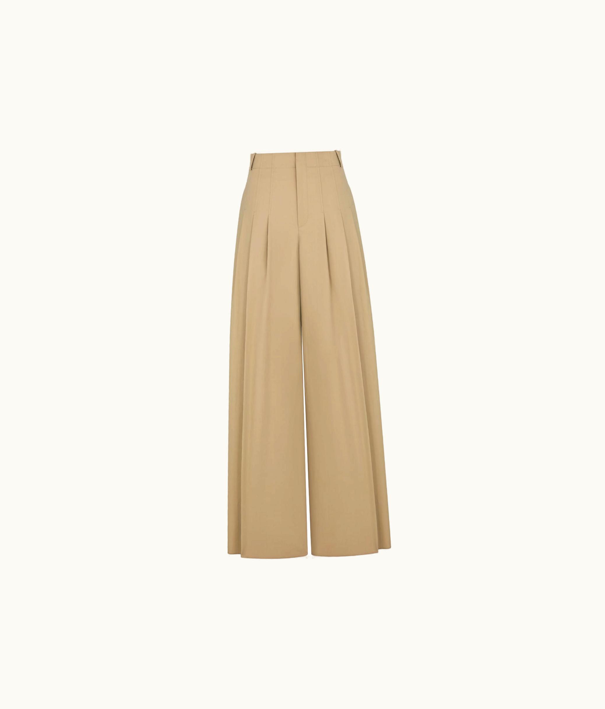Dior Dior Pleated Flared Pants - Beige Cotton Gabardine