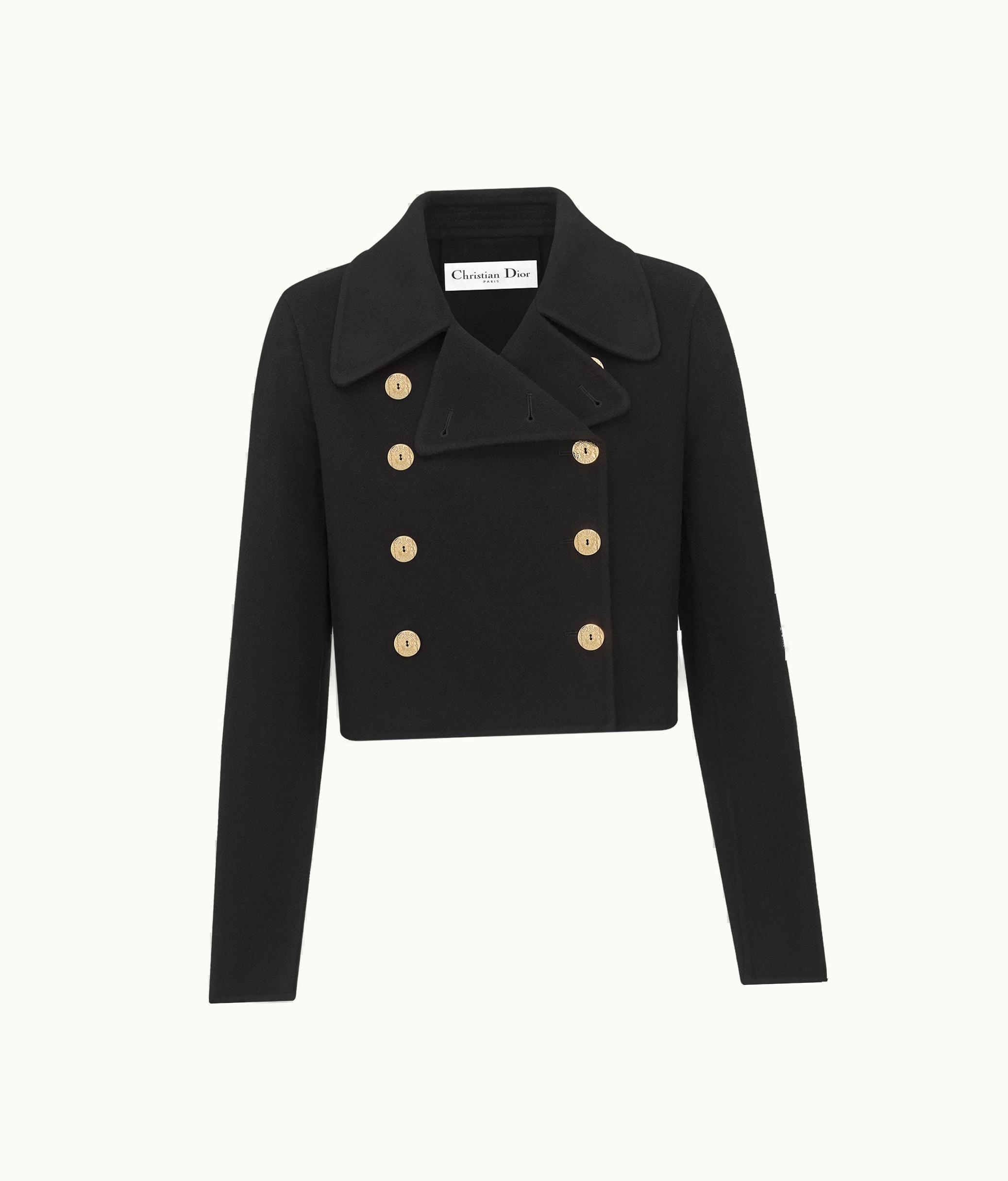 Dior Dior Cropped Peacoat - Black Double-Sided Wool And Cashmere