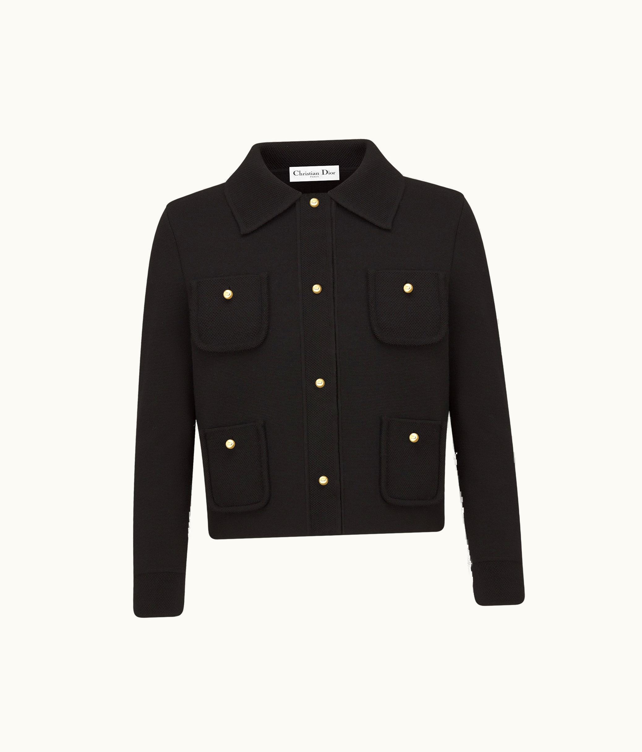 Dior Dior Cropped Jacket - Black Technical Virgin Wool Knit