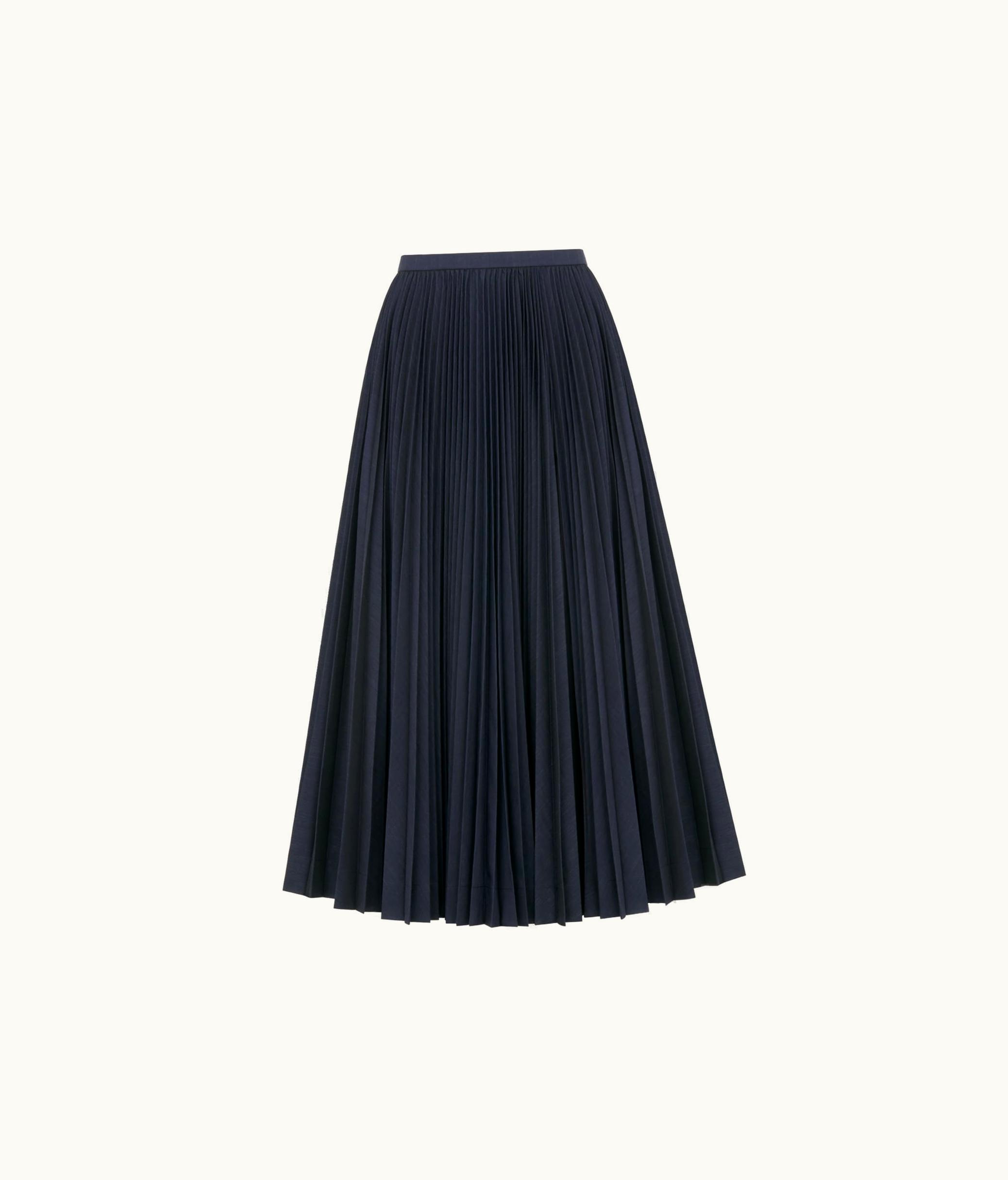 Dior Dior Mid-Length Pleated Skirt - Deep Blue Denim-Effect Technical Cotton