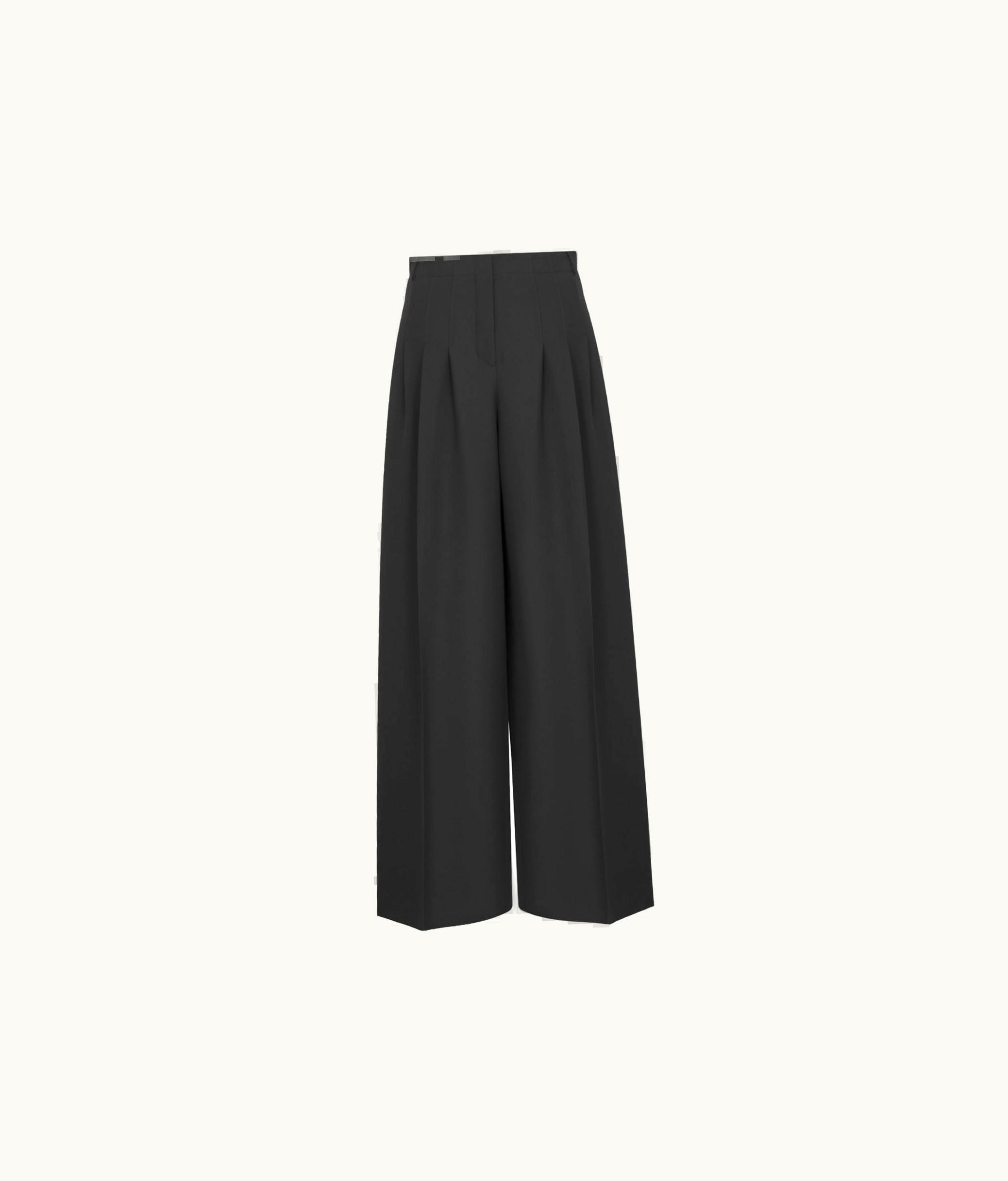 Dior Dior Pleated Flared Pants - Black Wool And Silk
