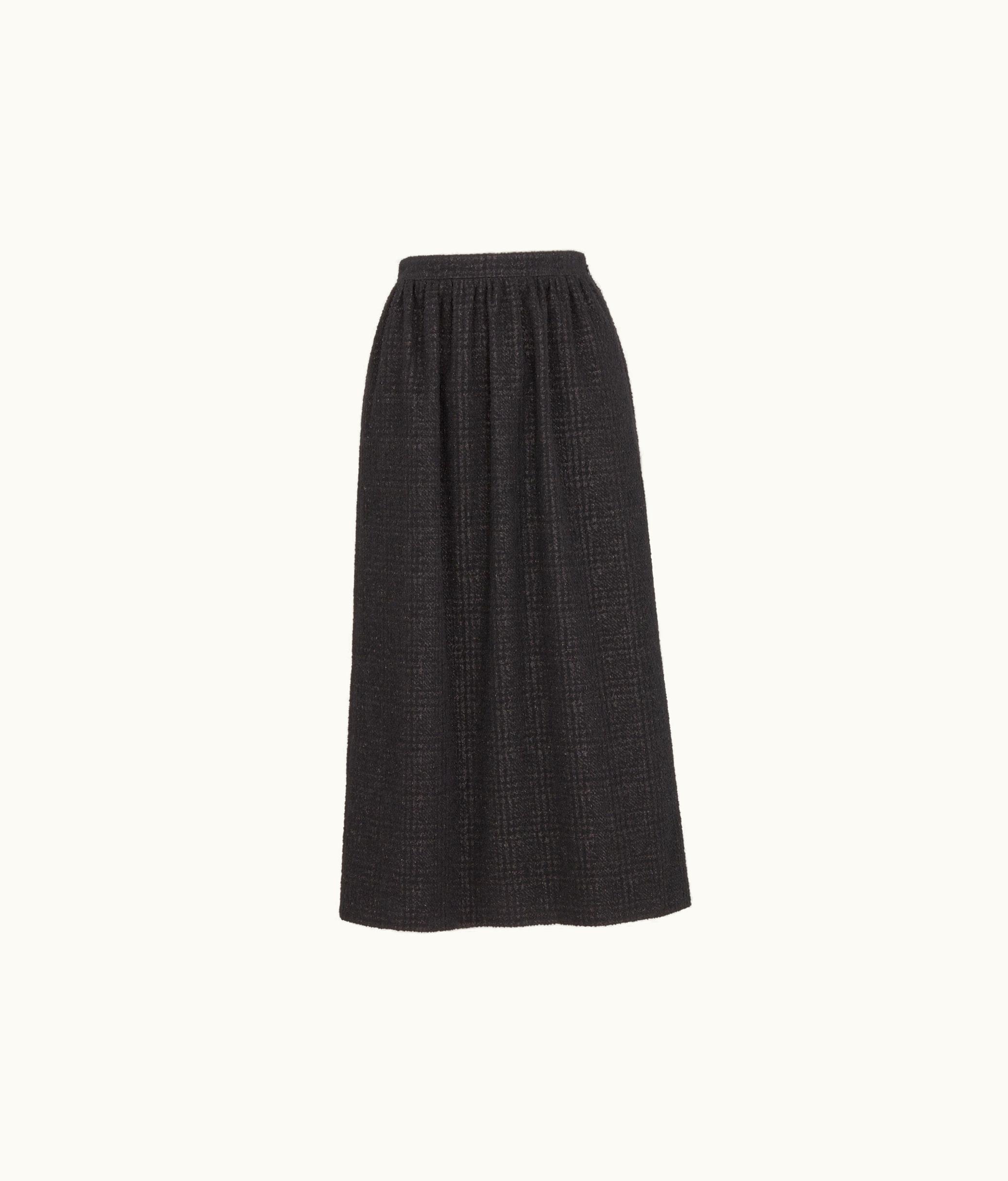 Dior Dior Mid-Length Straight-Cut Skirt - Black Technical Wool Tweed With Prince Of Wales Motif