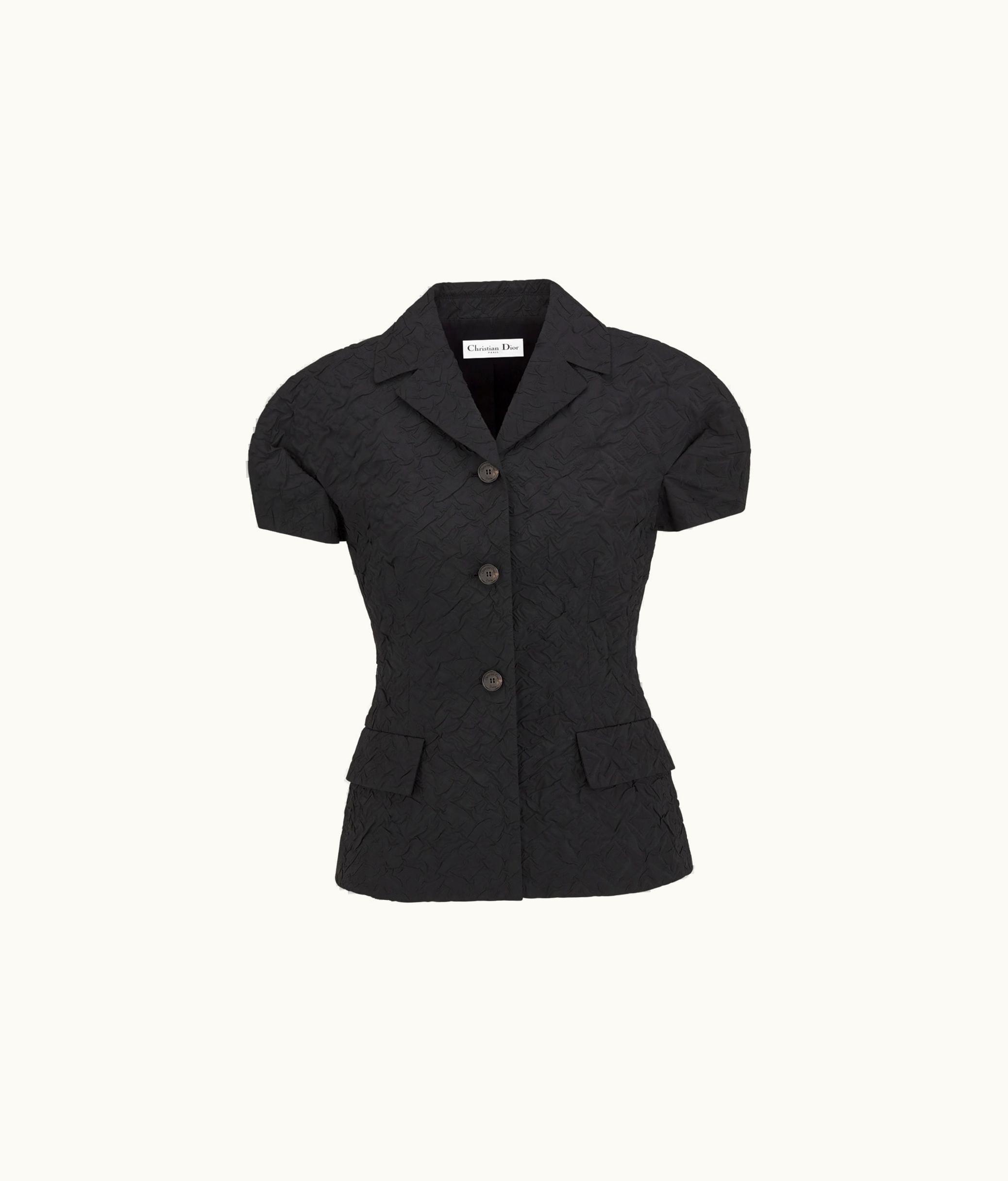 Dior Dior Fitted Jacket With Puff Sleeves - Black Cloqué-Effect Technical Jacquard