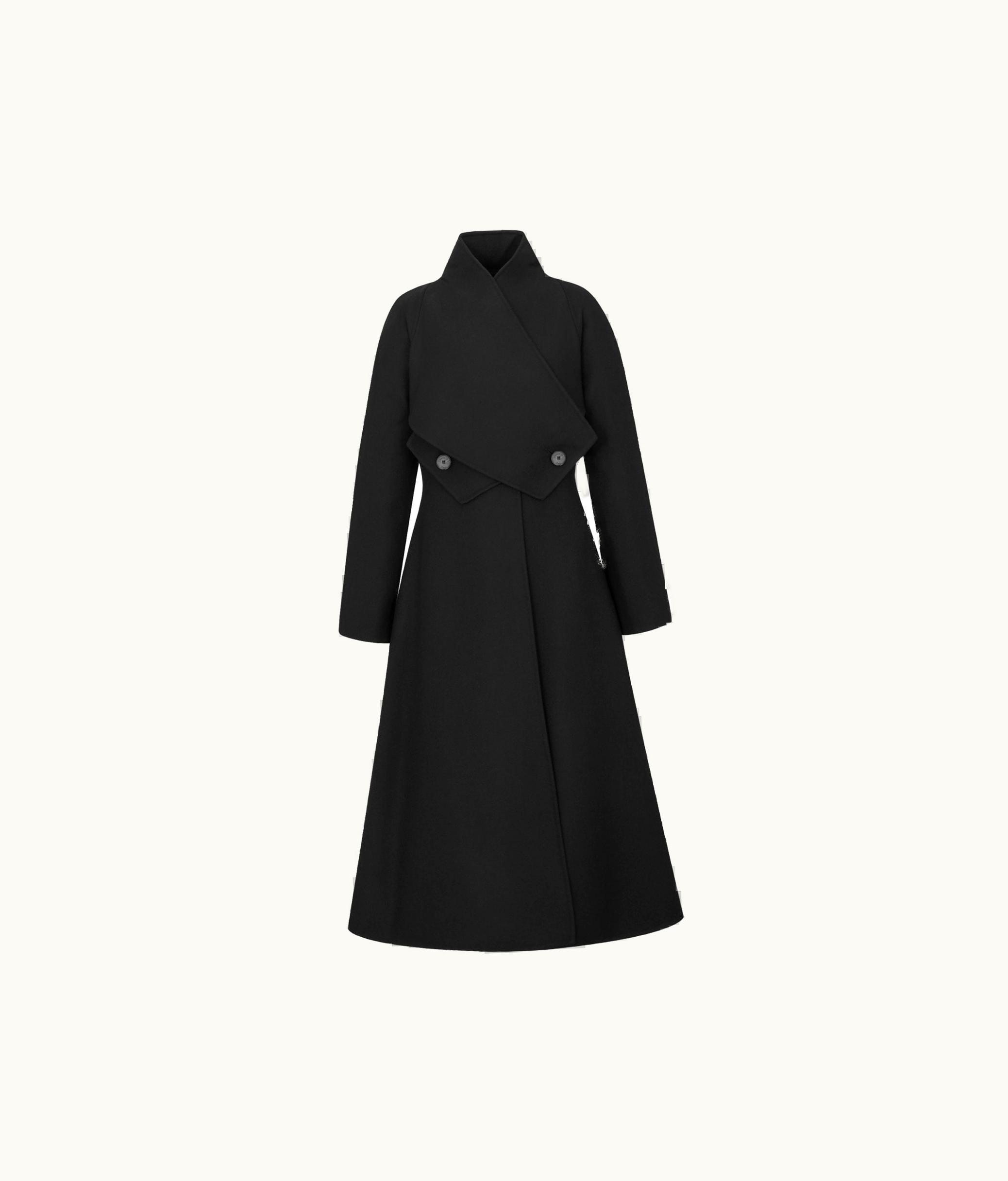 Dior Dior Coat With Criss Cross Collar - Black Double-Sided Technical Wool Felt