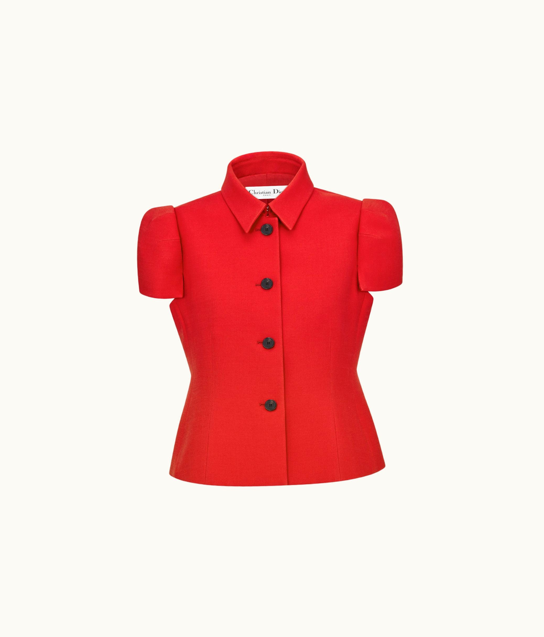 Dior Dior Fitted Short-Sleeved Jacket - Amaryllis Red Wool And Silk