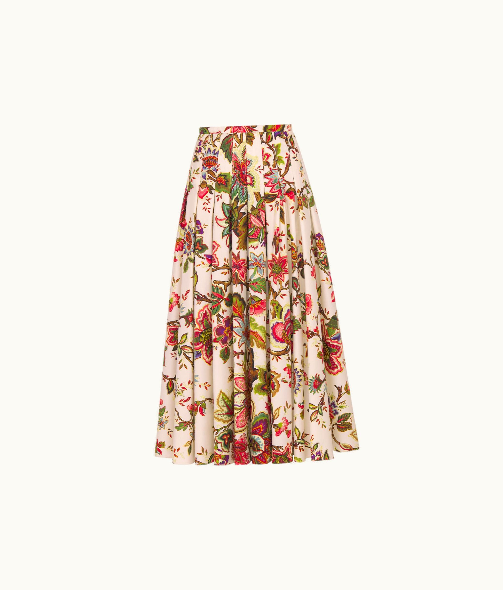 Dior Dior Mid-Length Pleated Skirt - Multicolor Cotton And Silk Poplin With Albero Della Vita Motif