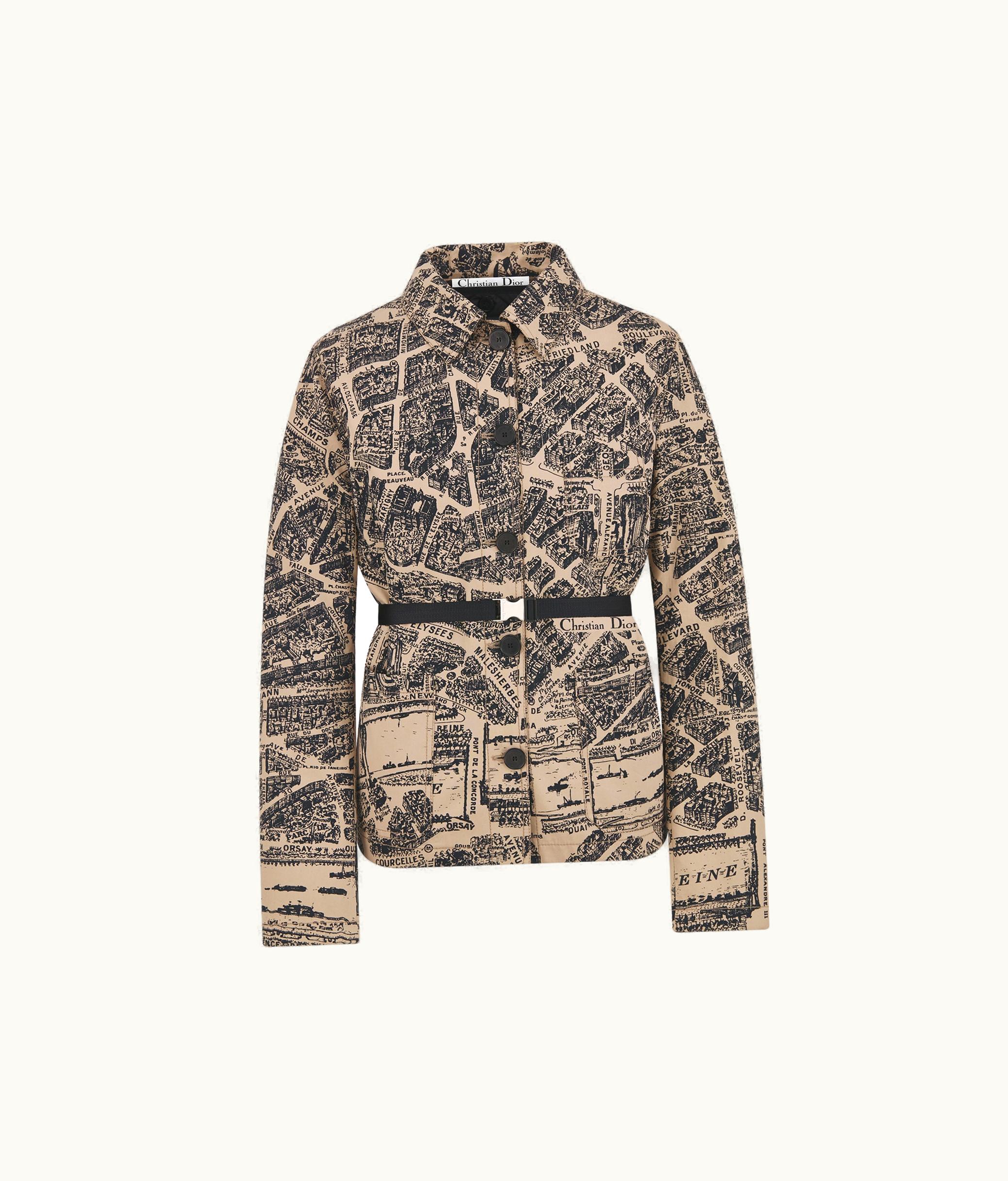 Dior Dior 2-in-1 Jacket - Beige And Black Cotton Gabardine With Plan De Paris Motif