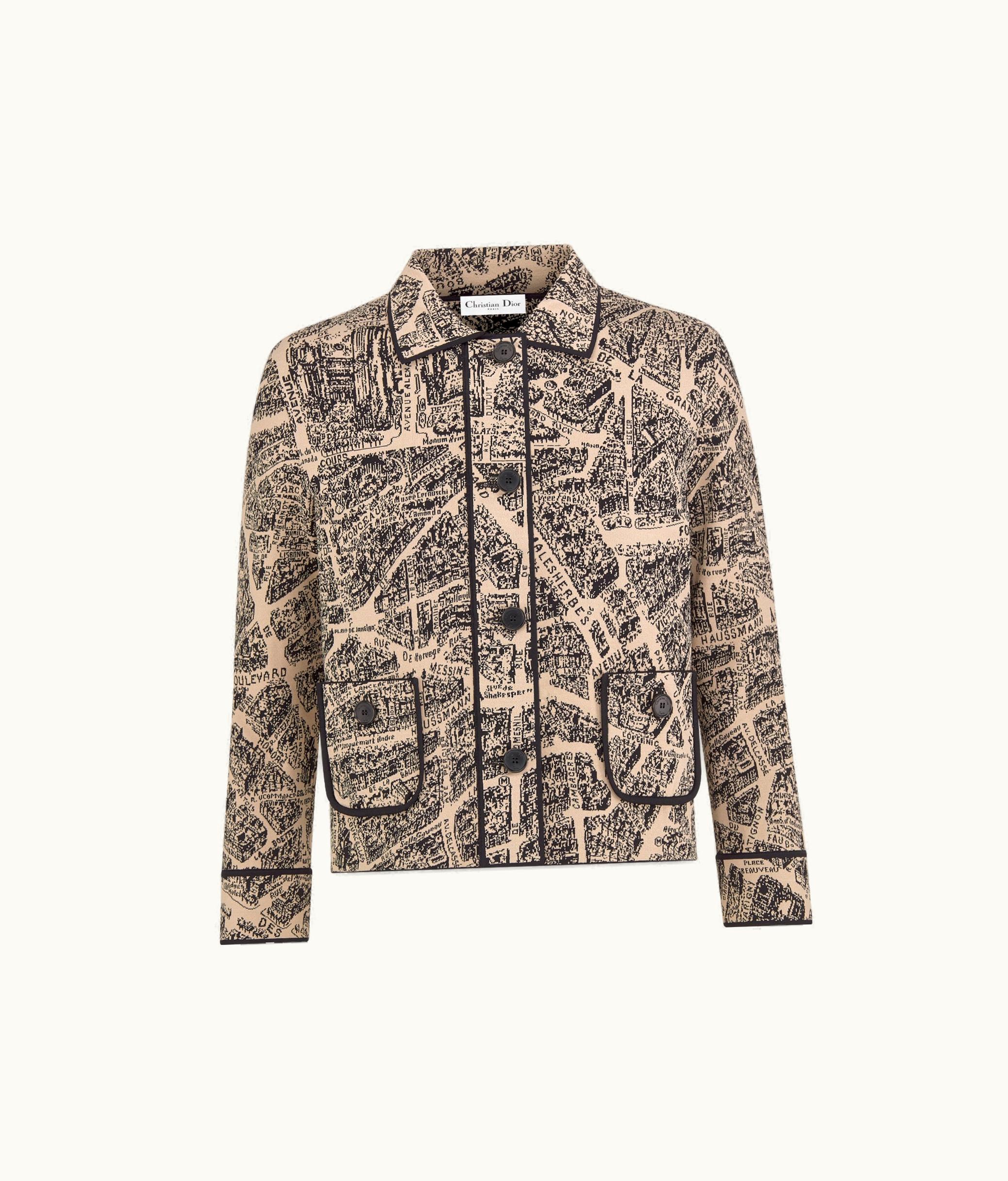 Dior Dior Cropped Jacket - Beige And Black Technical Knit With Plan De Paris Motif