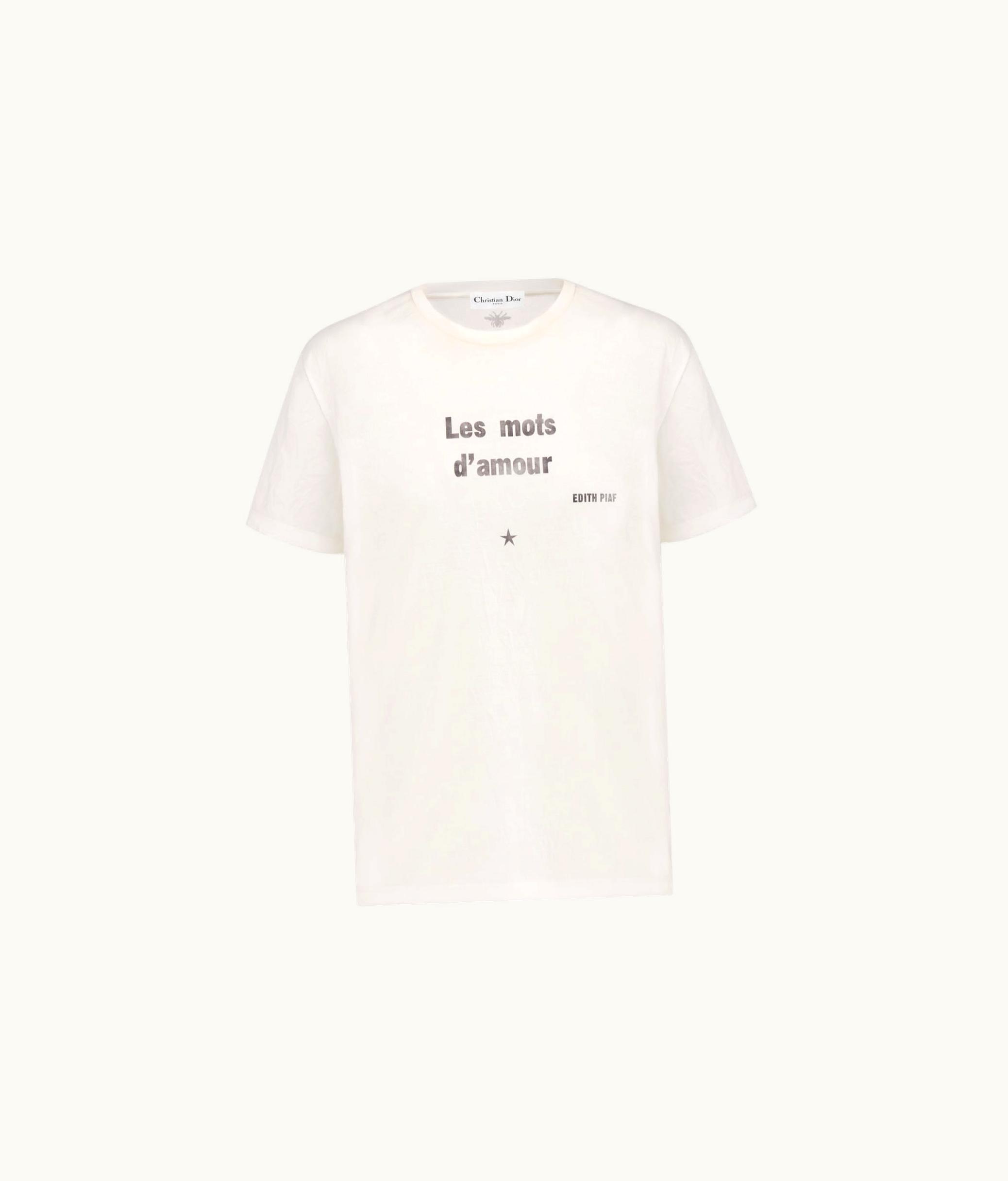 Dior Dior 'Les Mots D'Amour' T-Shirt - White Technical Cotton Jersey With Crinkled Effect