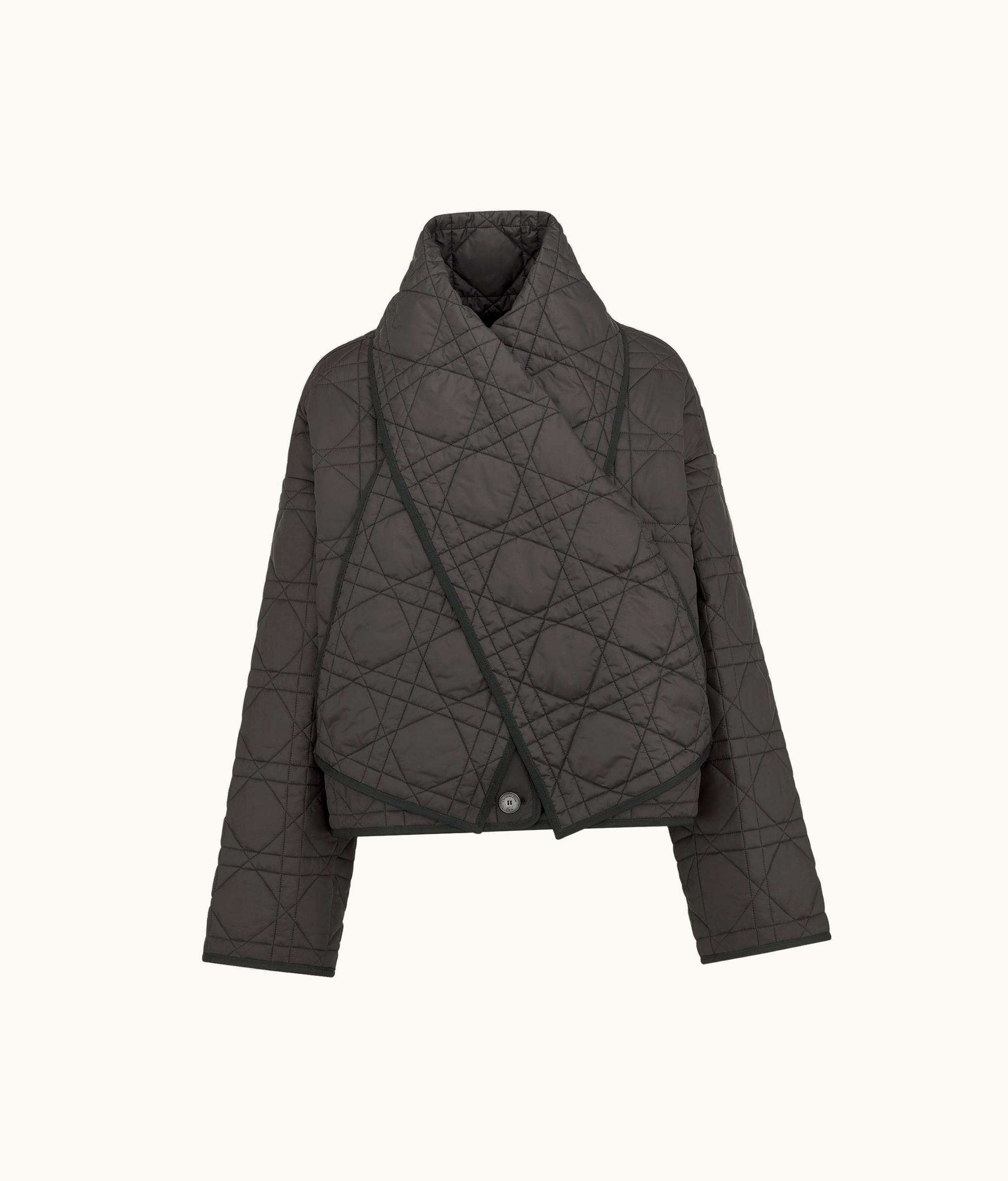 Dior Dior Macrocannage Peacoat With Criss Cross Collar - Black Quilted Technical Taffeta
