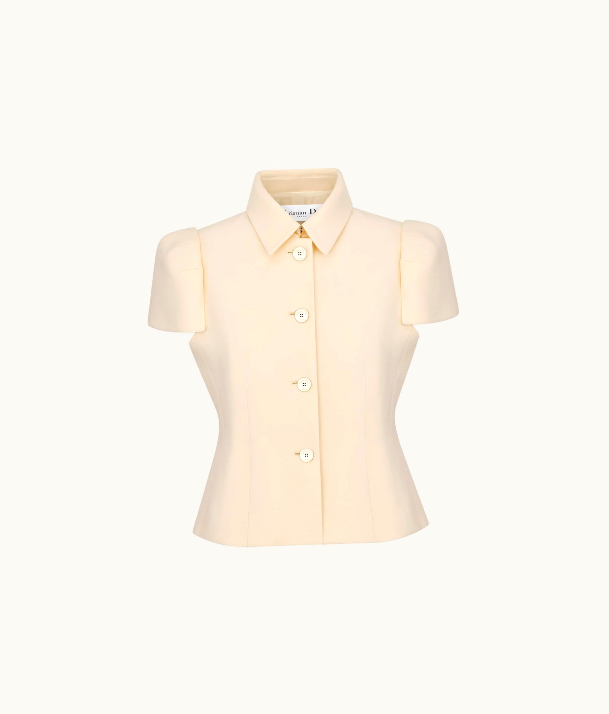 Dior Dior Fitted Short-Sleeved Jacket - Ecru Wool And Silk