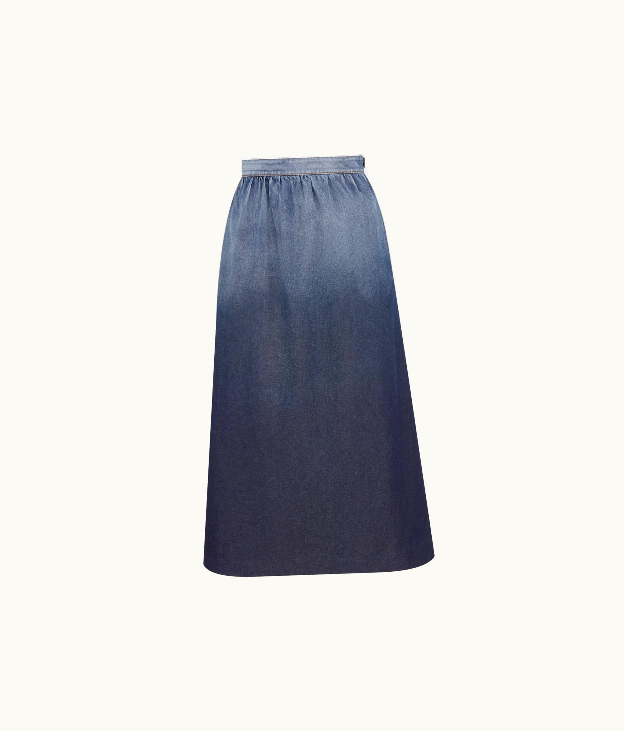 Dior Dior Mid-Length Straight-Cut Skirt - Gradient Blue Cotton Denim