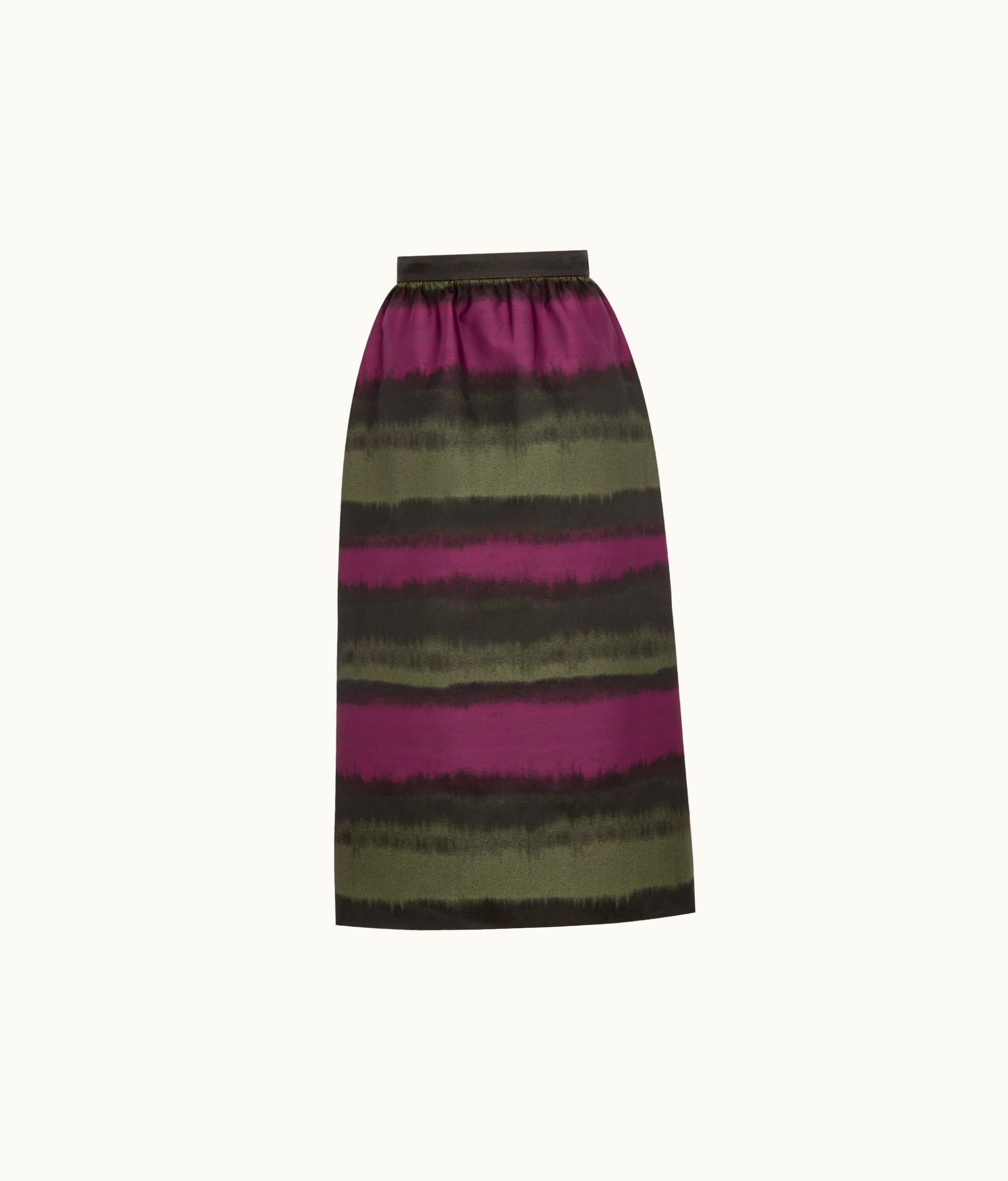 Dior Mid-Length Straight-Cut Skirt - Technical Fabric With Deep Fuchsia And Green Tie & Dior