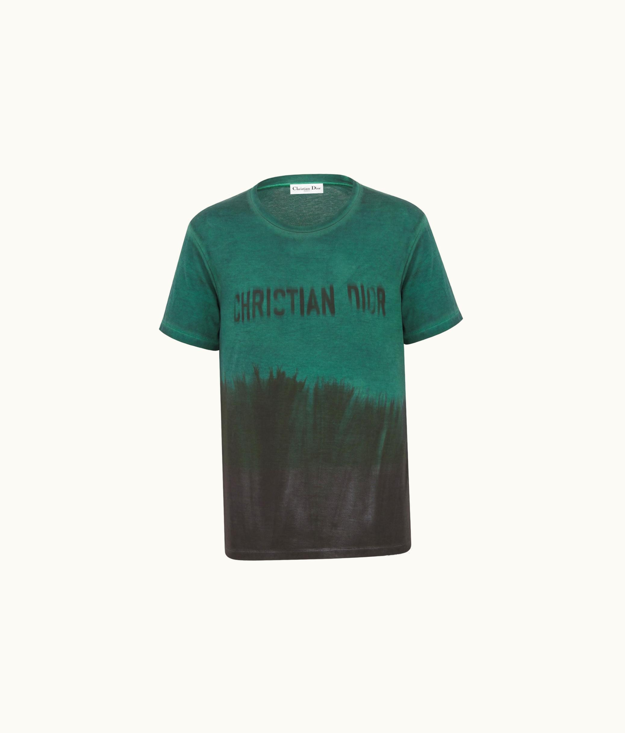 Dior T-Shirt - Green And Black Tie & Dior Cotton Jersey With Signature